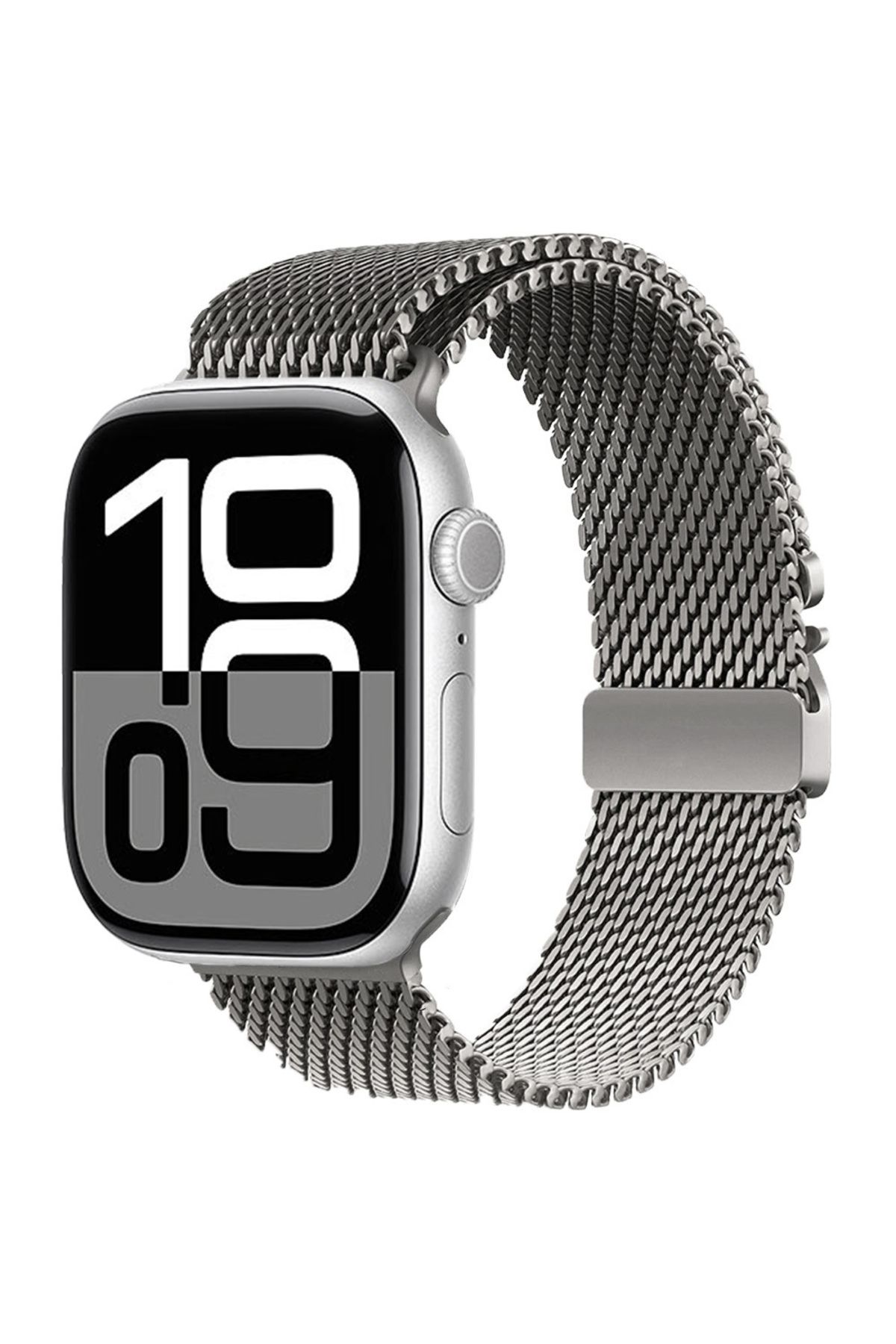 Teknova Apple Watch 10 46mm TKNV KRD-121 Metal Hasır Kordon-Gri