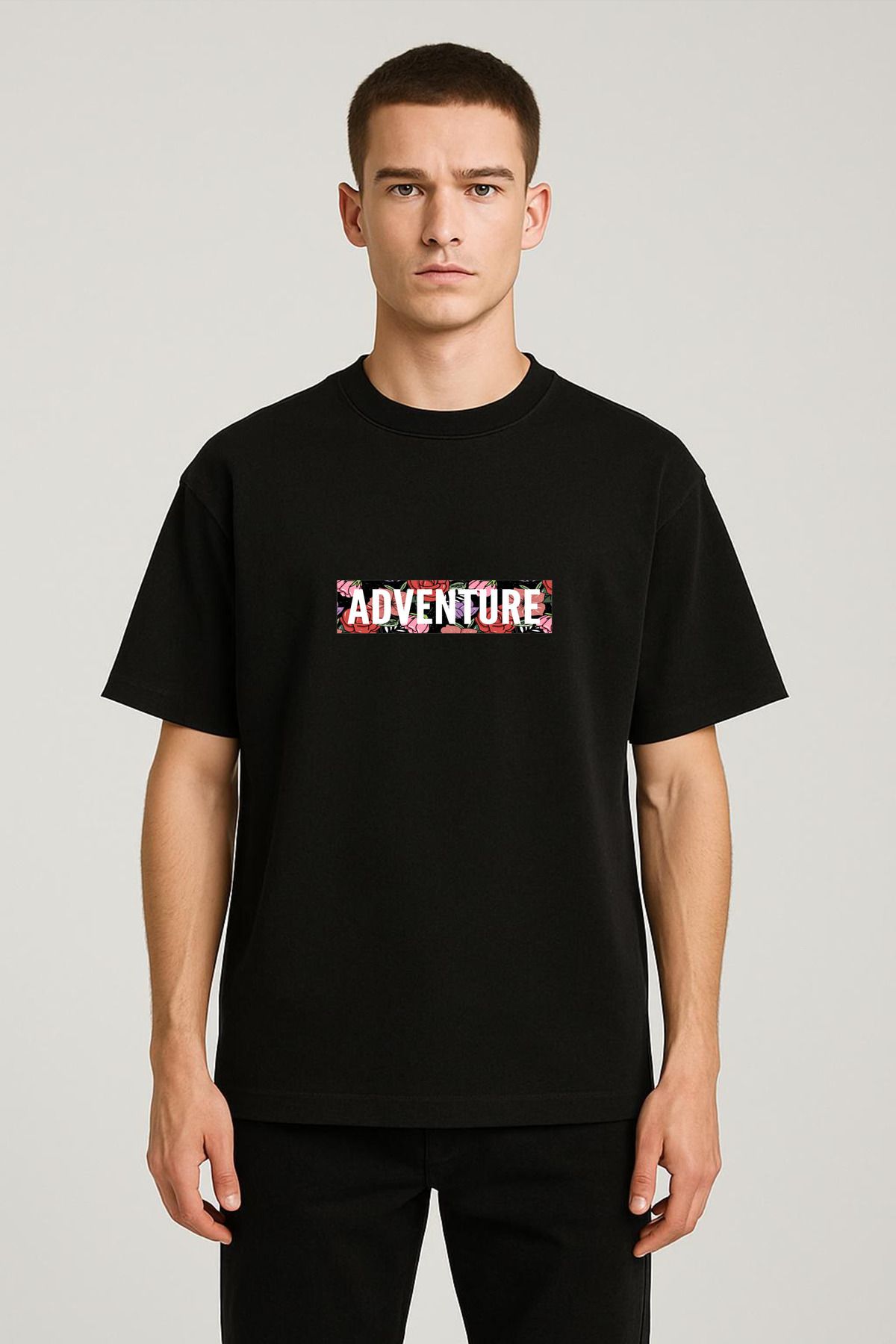 MODA Unisex Oversize Kalıp Adventure Baskılı T-Shirt
