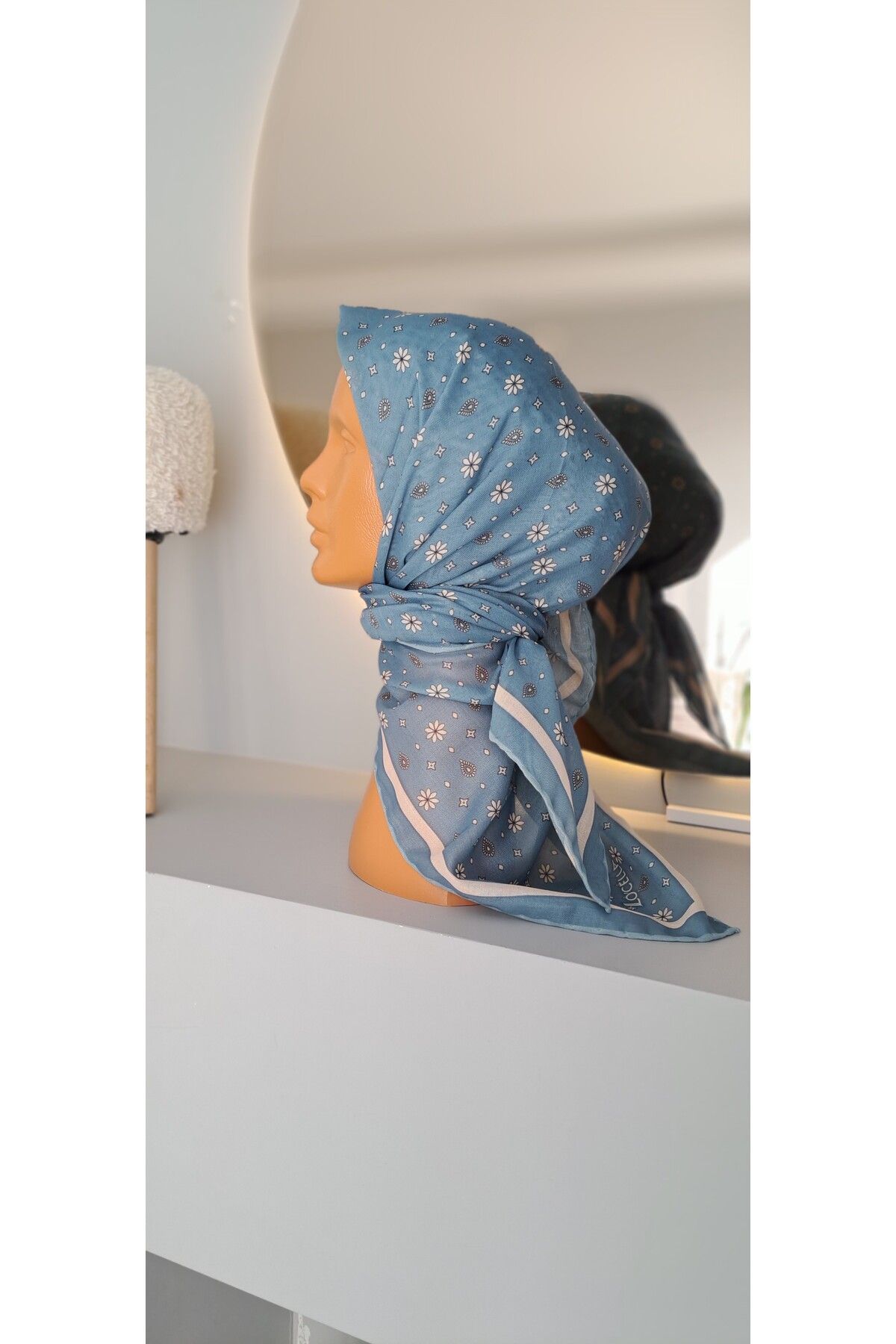 COLLECTİON Kare eşarp mavi