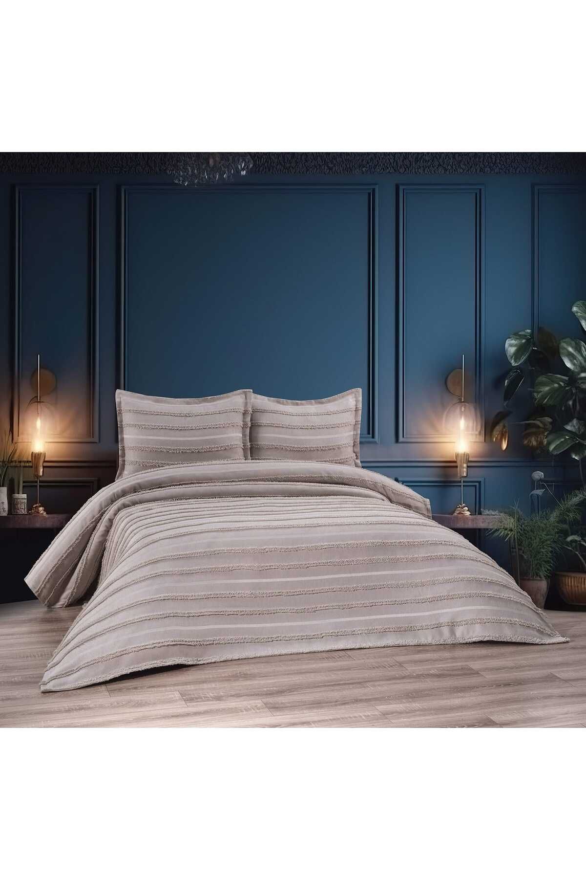 d'niss home touch of nature in your home Şam 3 Parça Çift Kişilik Yatak Örtüsü