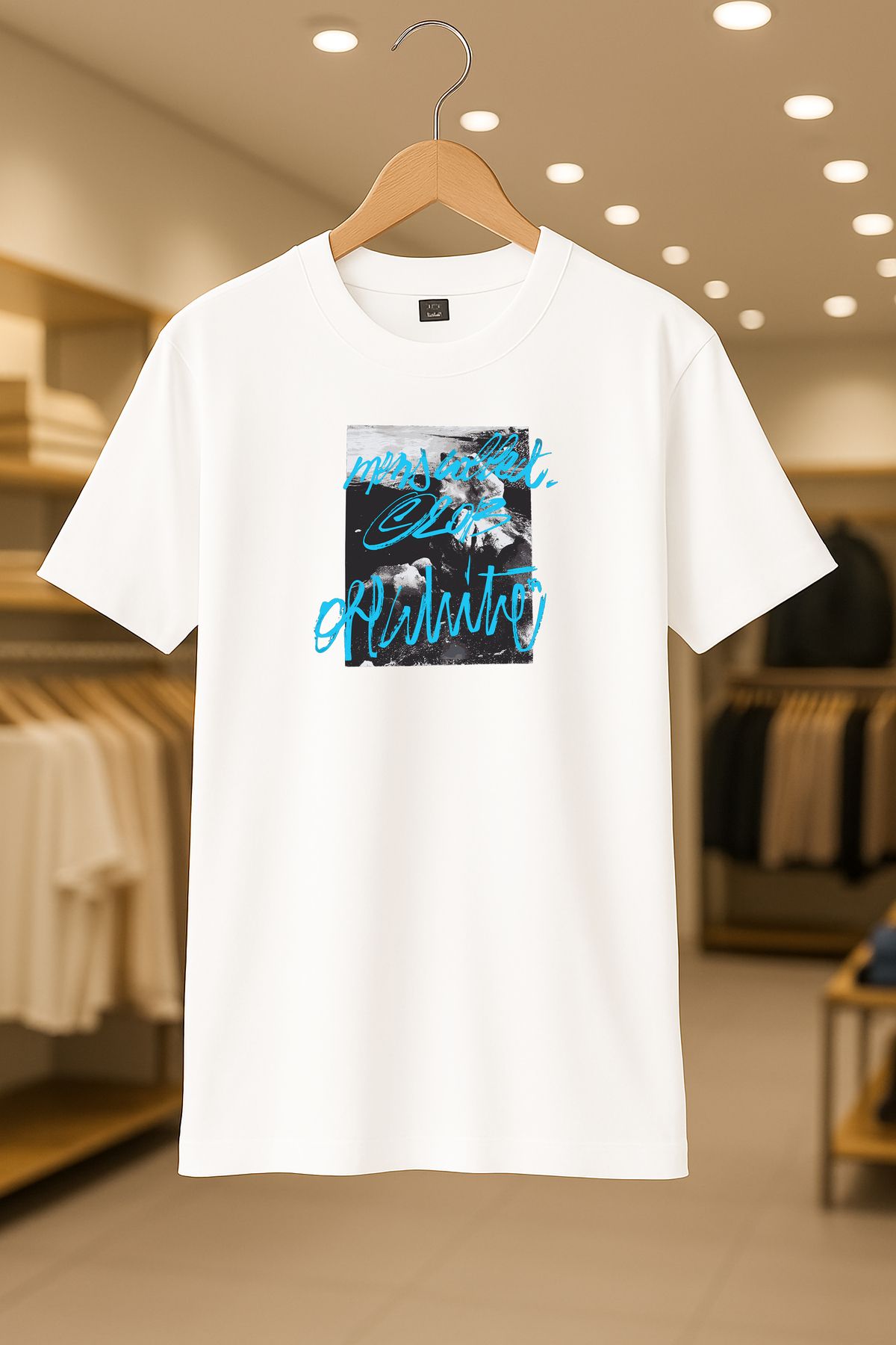 SELF CONTROL Off-White Yazılı Baskılı Oversize Unisex %100 Pamuklu Nefes Alan Kalin Kumaşlı T-Shirt
