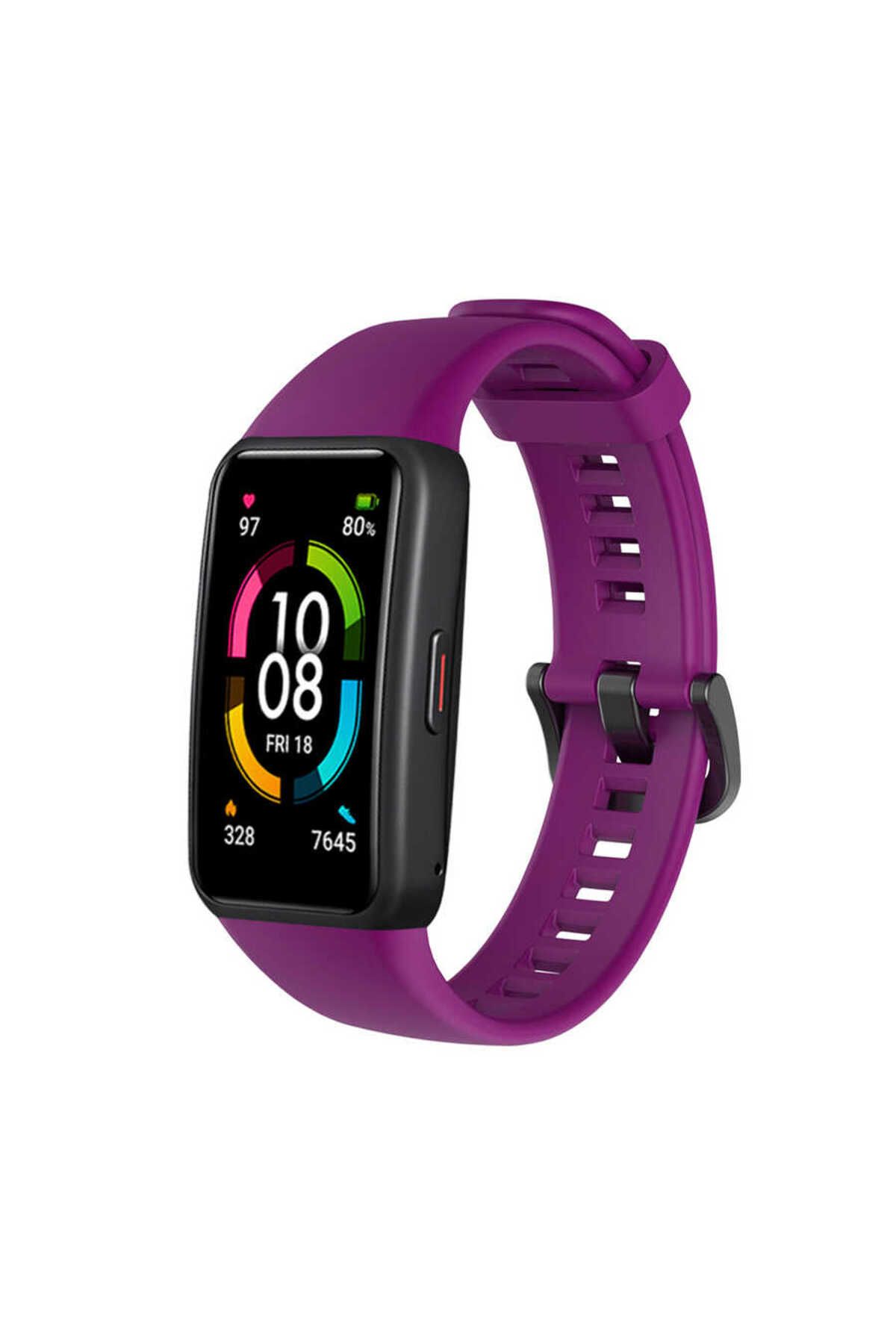Teknova Huawei Band 6 Uyumlu KRD-47 Uyumlu TKNV Kordon-Mürdüm