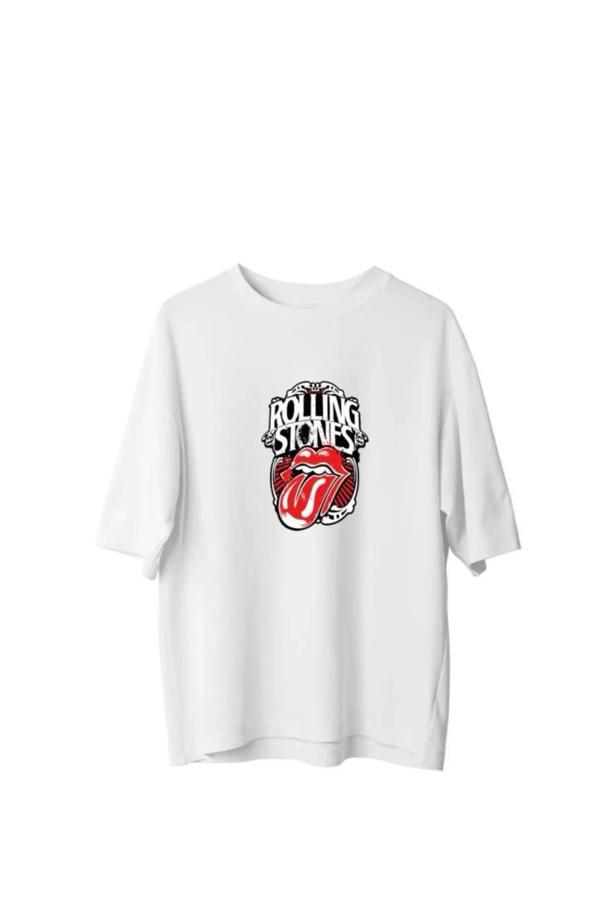 Koklonmoda Unisex Rolling Stones Baskılı Oversize T-Shirt