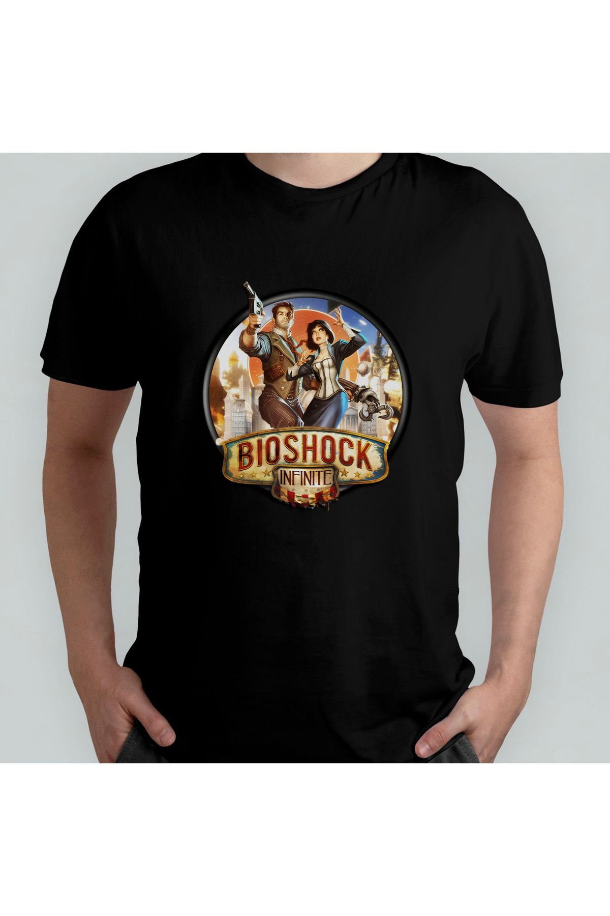 Pixxa Bioshock Infinite Unisex %100 Pamuklu Bisiklet Yaka T-Shirt Model 3