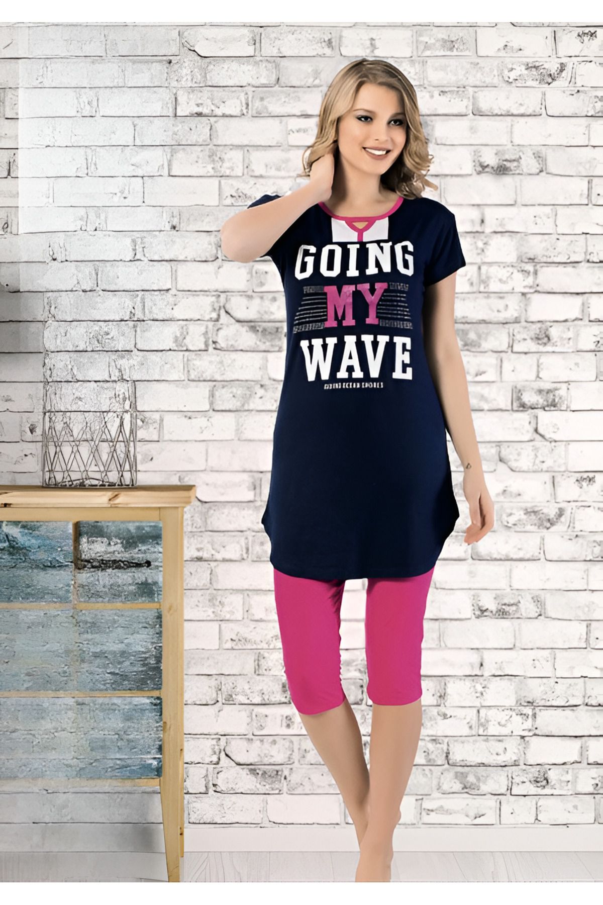 Altınay Kadın Kapri Takım T-shirt & Tayt - %90 Pamuk (Lilitime)