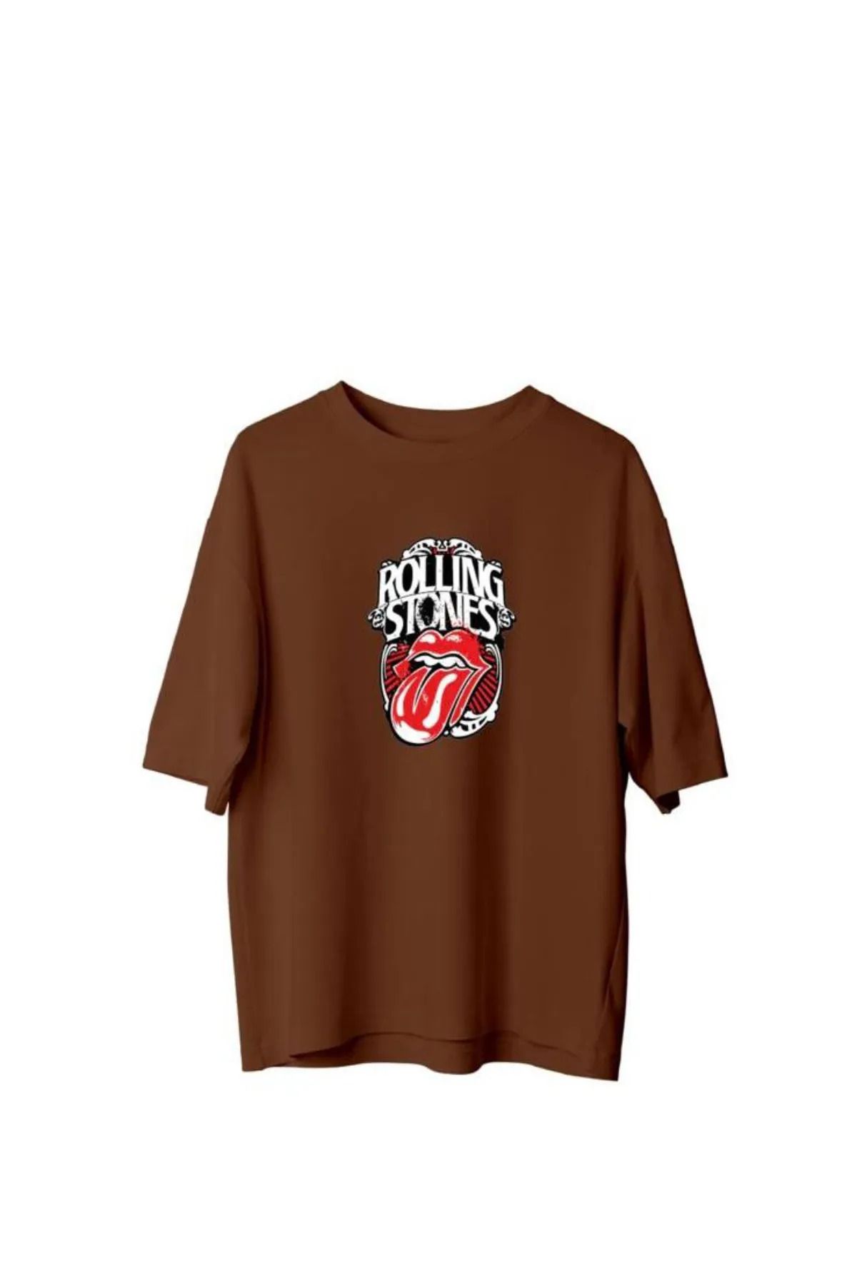 Koklonmoda Büyük Beden Unisex Rolling Stones Baskılı Oversize T-Shirt