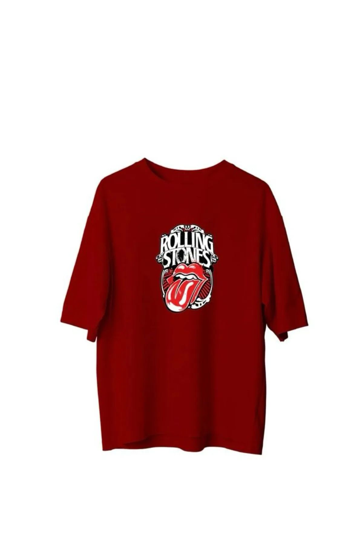 Koklonmoda Unisex Rolling Stones Baskılı Oversize T-Shirt