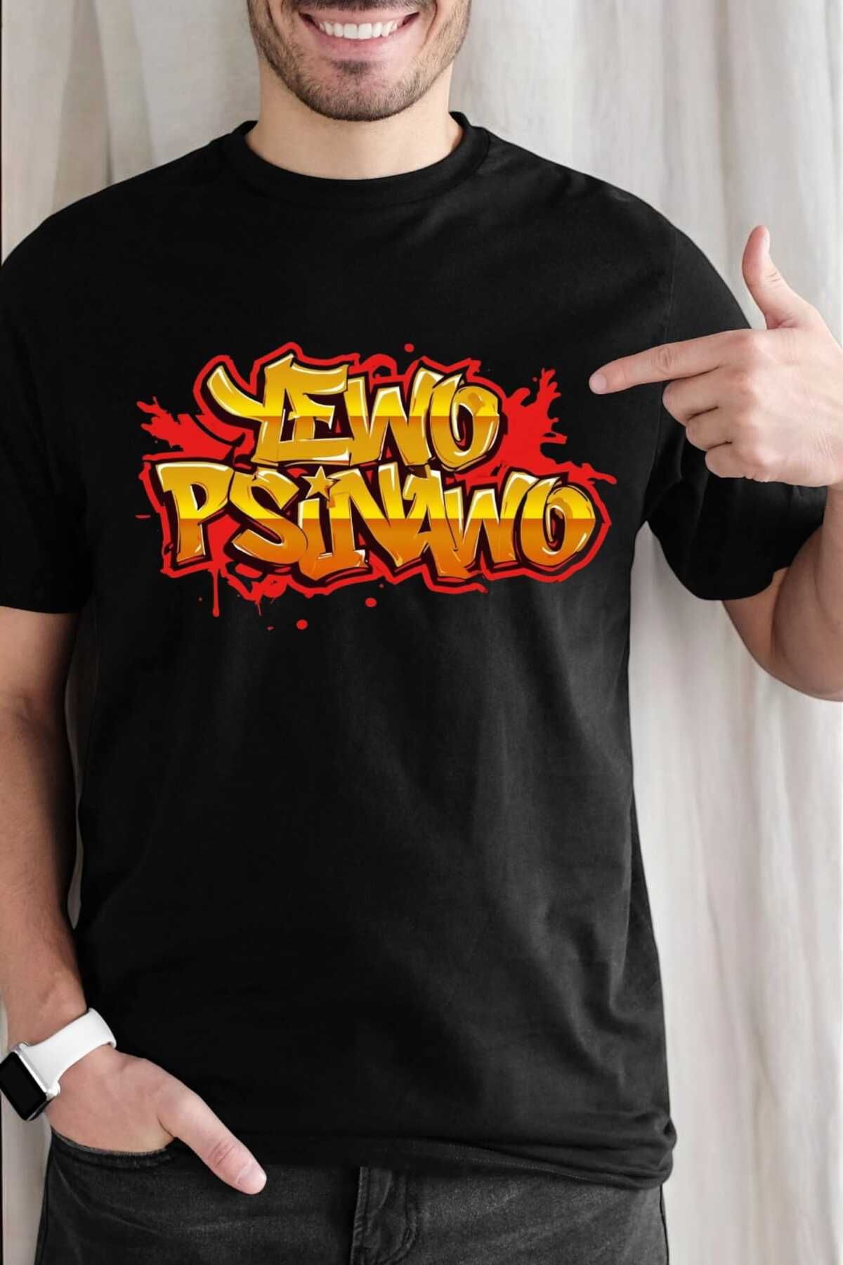 DZİWAWA Adige Duvar Yazı Baskılı Çerkes Erkek T shirt