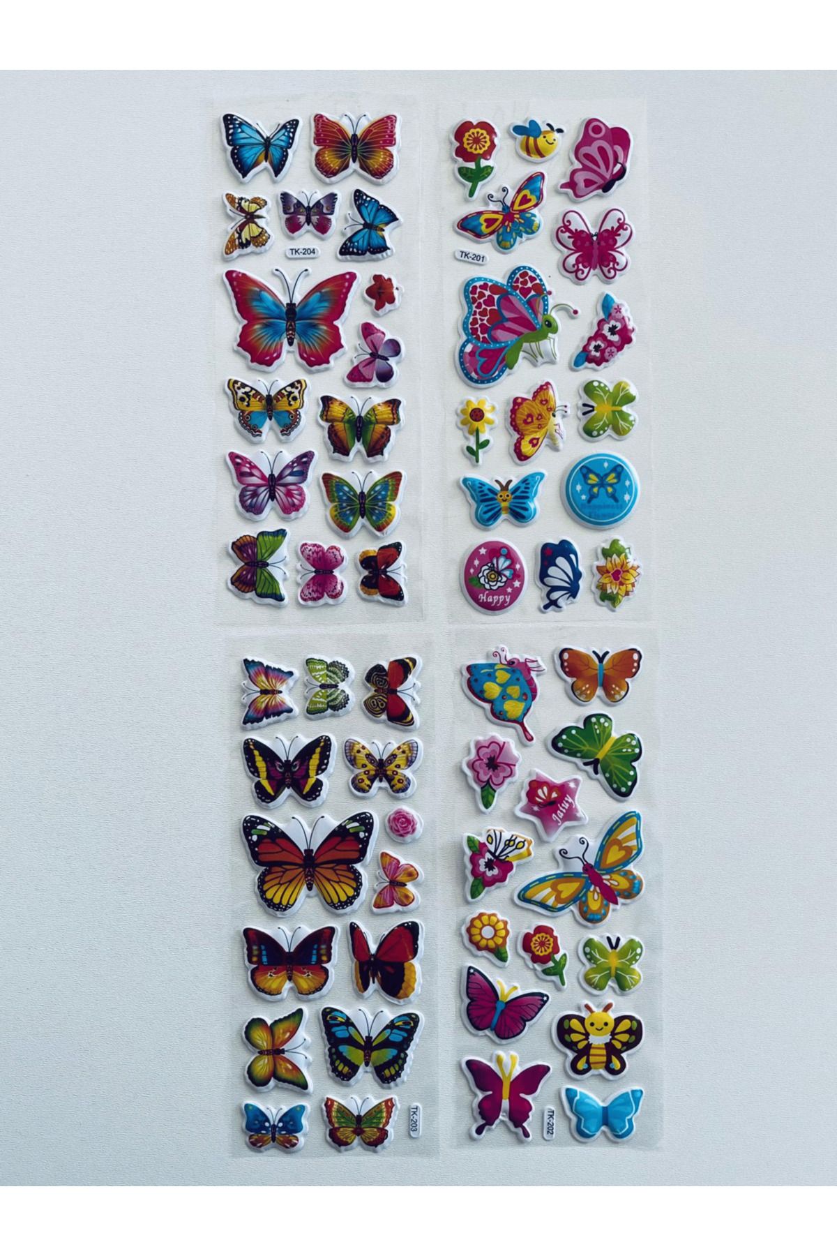 Mielibon Kabartmalı 3D Kelebek Sticker Seti | 4 Sayfa