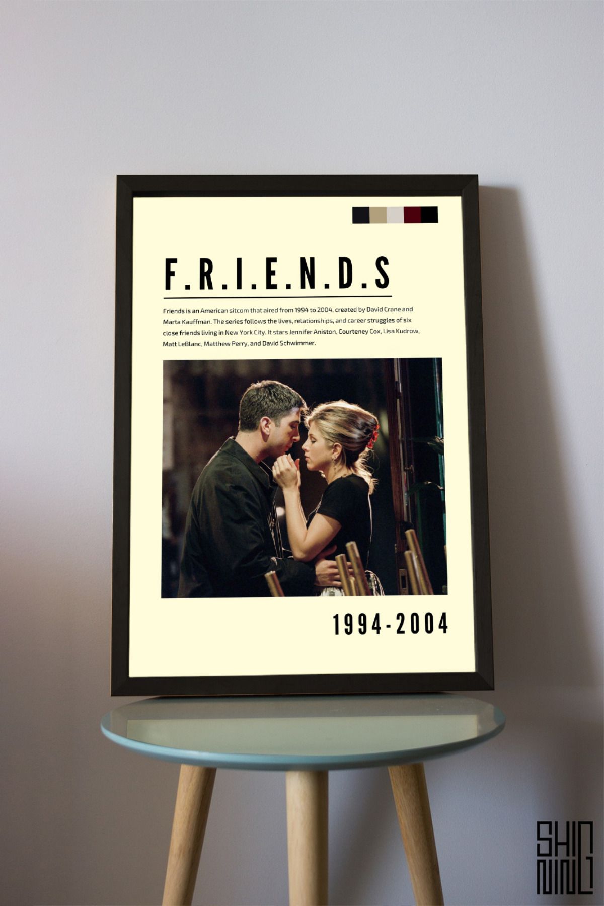 Home Çerçeveli "Friends Ross and Rachel" Dizi Tasarım Afiş Tablo