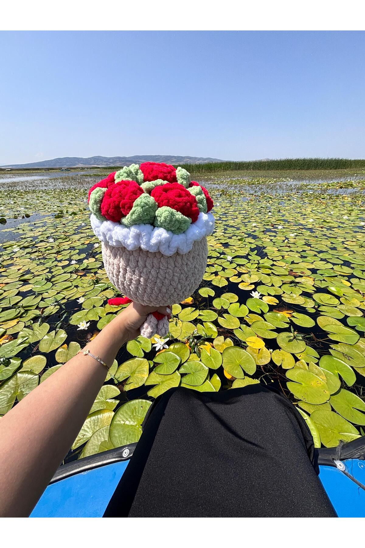 Sukugift Örgü Buket Gül El Yapımı Love Flowers Bouqet Hot Tarz Hediye Wheels