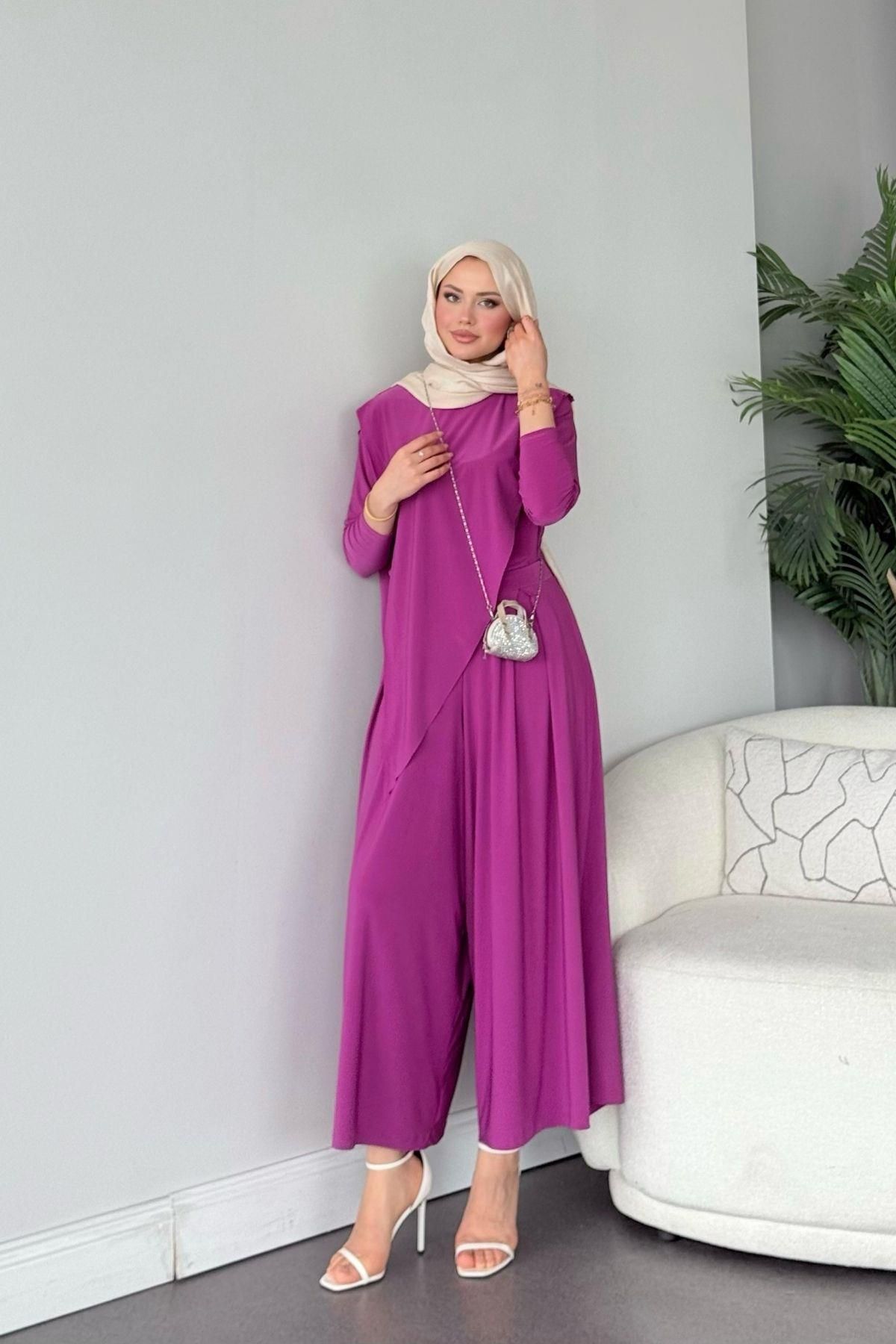 HAZA MODA Katar Sandy Takım Mürdüm