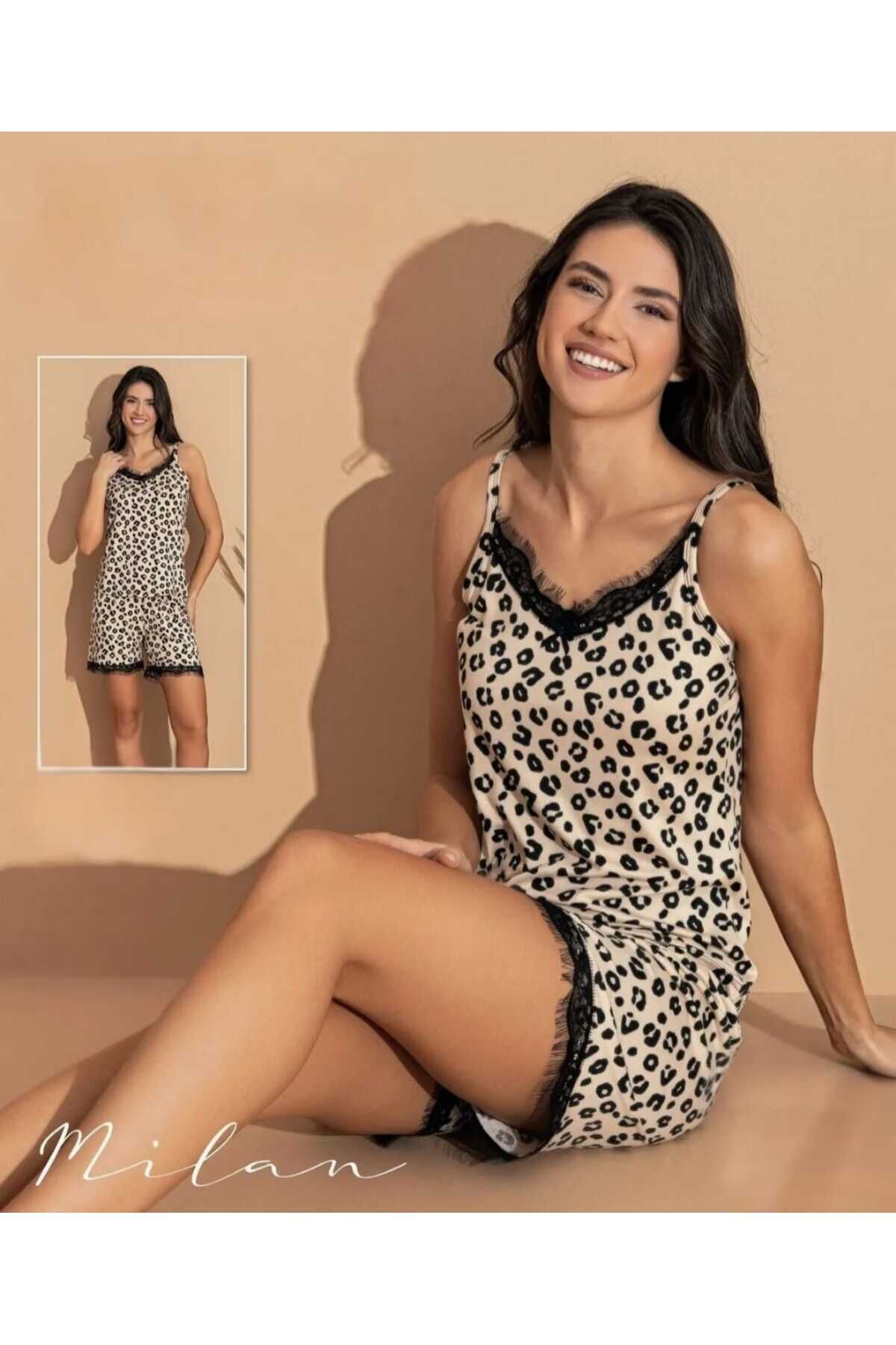BOYRAZ Leopar Desenli Pijama Takımı