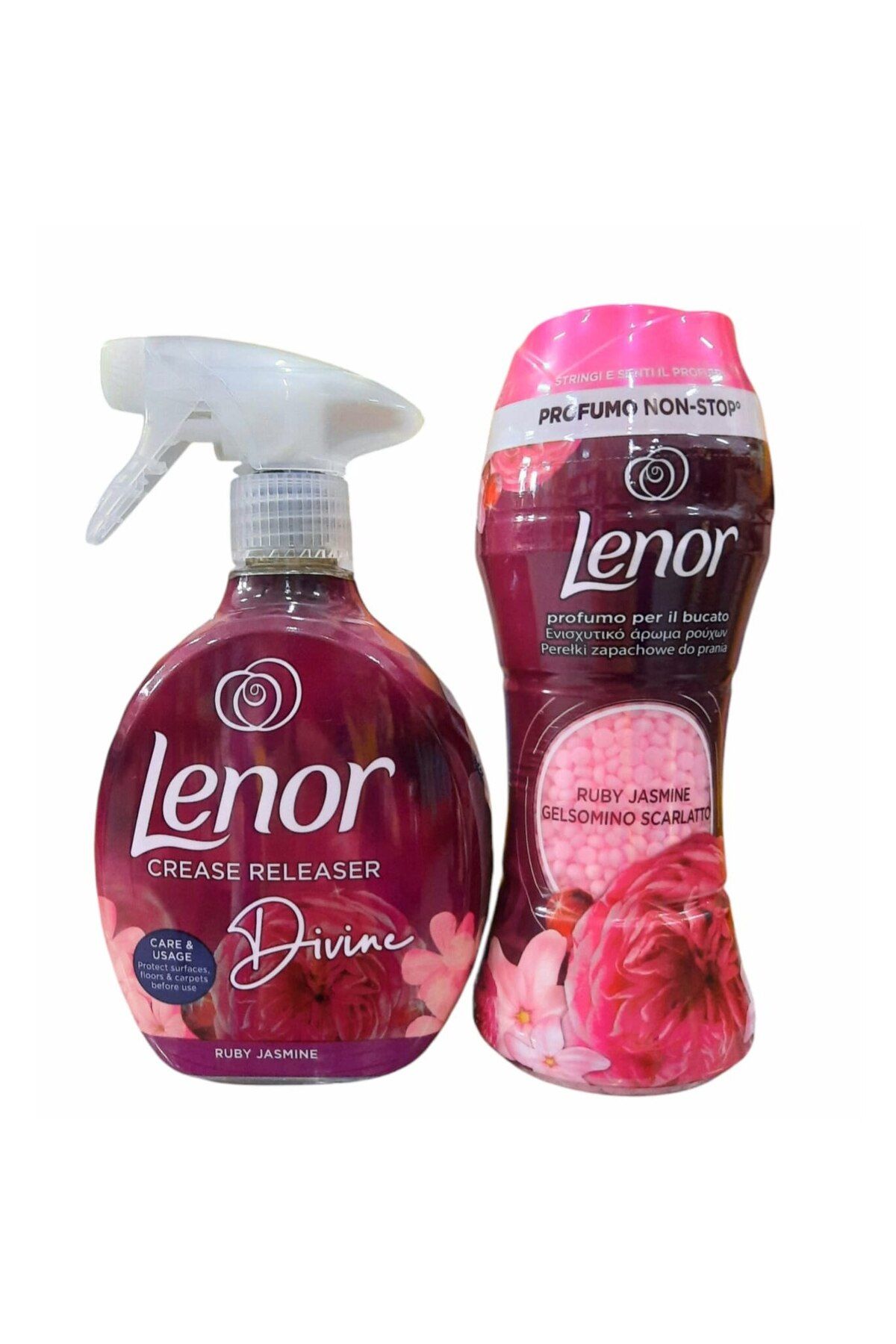lenor-Set of 2 x Fabric Scented Spray, Lenor, Ruby Jasmine, 500 ml, Lenor Ruby Jasmine Scented Pearls 3