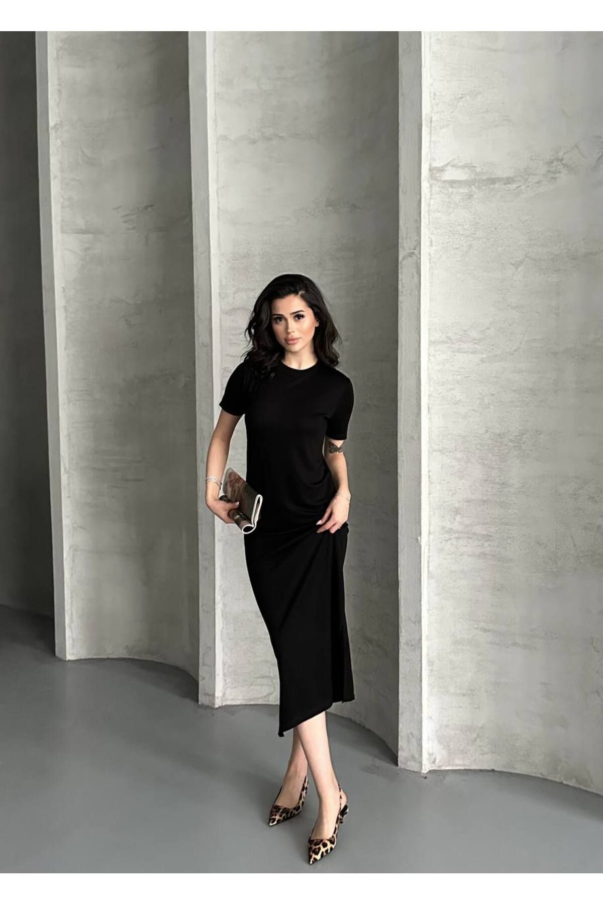VOLT CLOTHİNG Kadın Modal Kumaş Basic Elbise