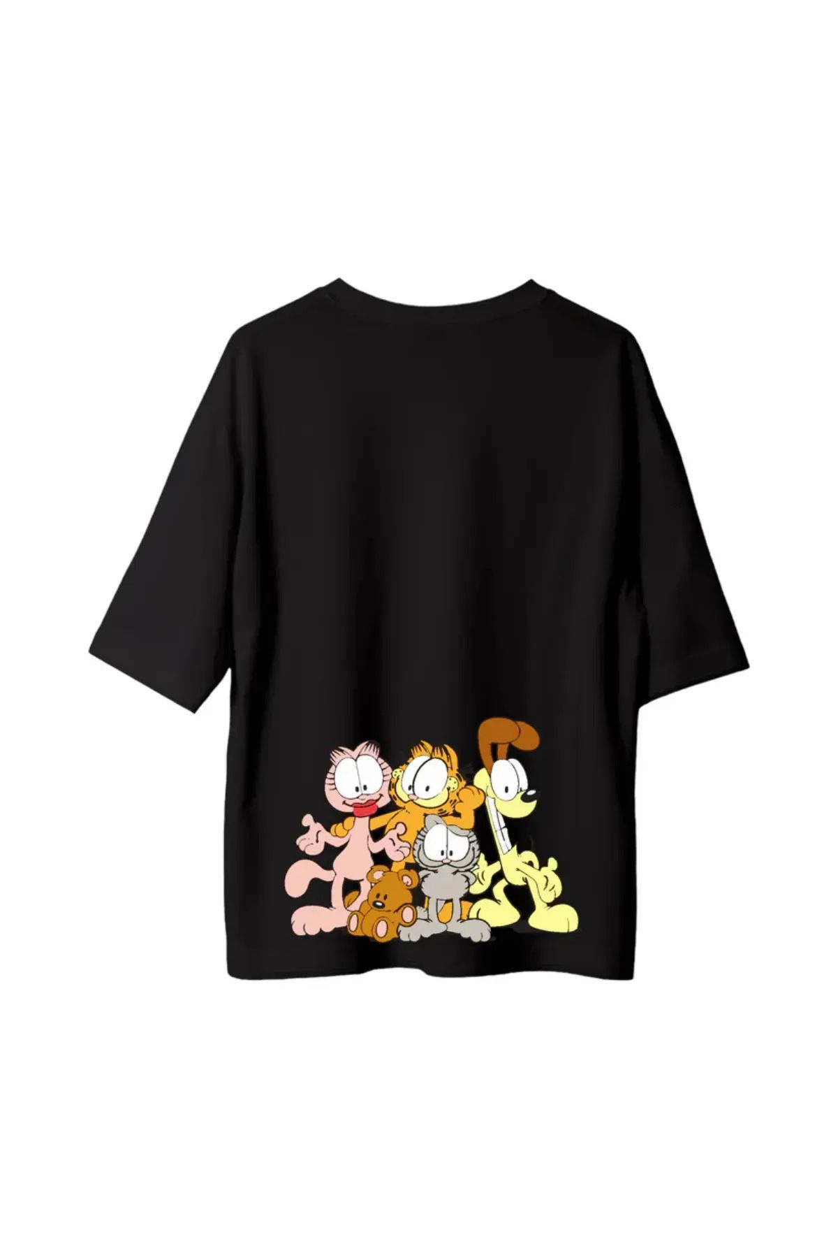 Koklonmoda Büyük Beden Unisex Garfield Baskılı Oversize T-Shirt