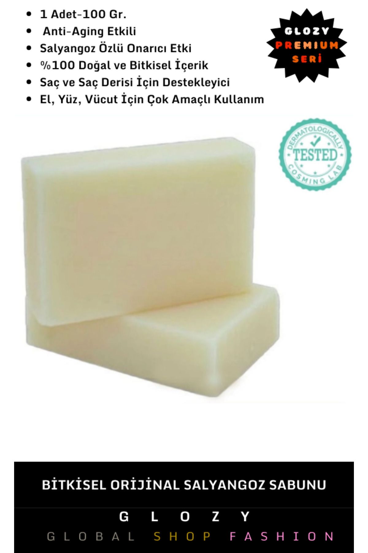 GLOZY Özel Üretim El Yüz Saç Vücut Cilt Onarıcı %100 Doğal Bitkisel Anti-Aging Etkili Salyangoz Sabunu