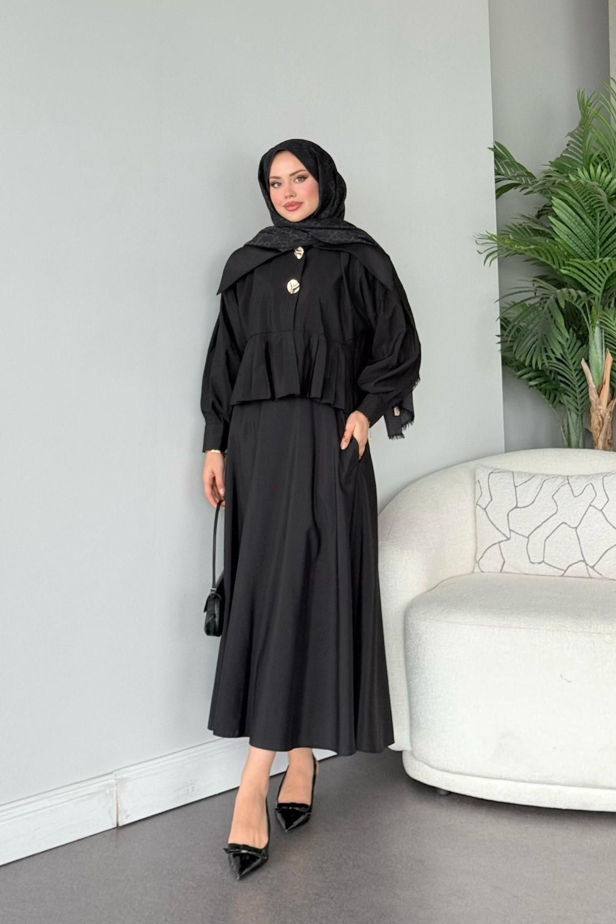 HAZA MODA Roma Etekli Takım Siyah