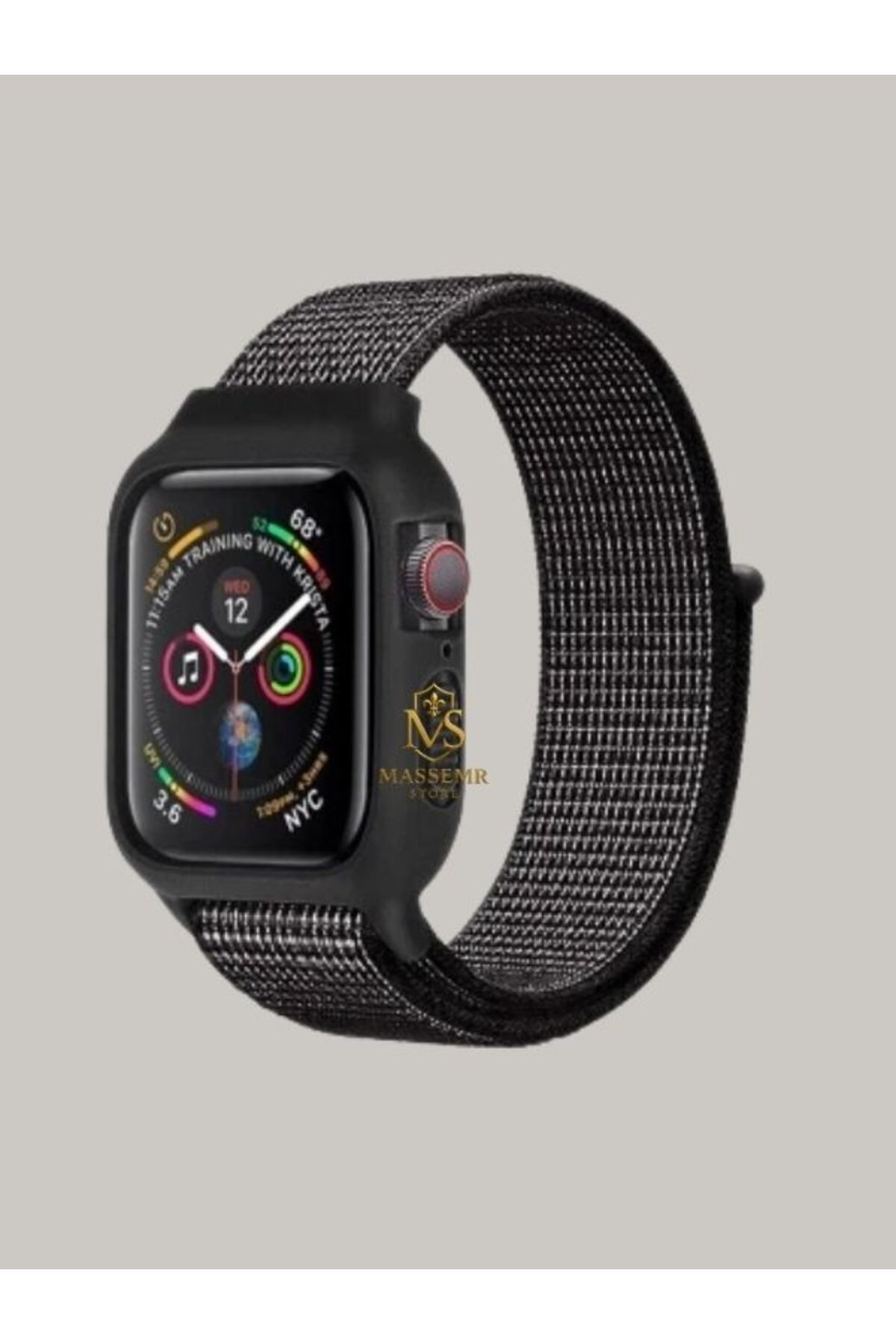 Massemr Apple Watch 40mm Uyumlu Hasırlı Cırtcırtlı Manyetik Kasalı Akıllı Saat Kordonu