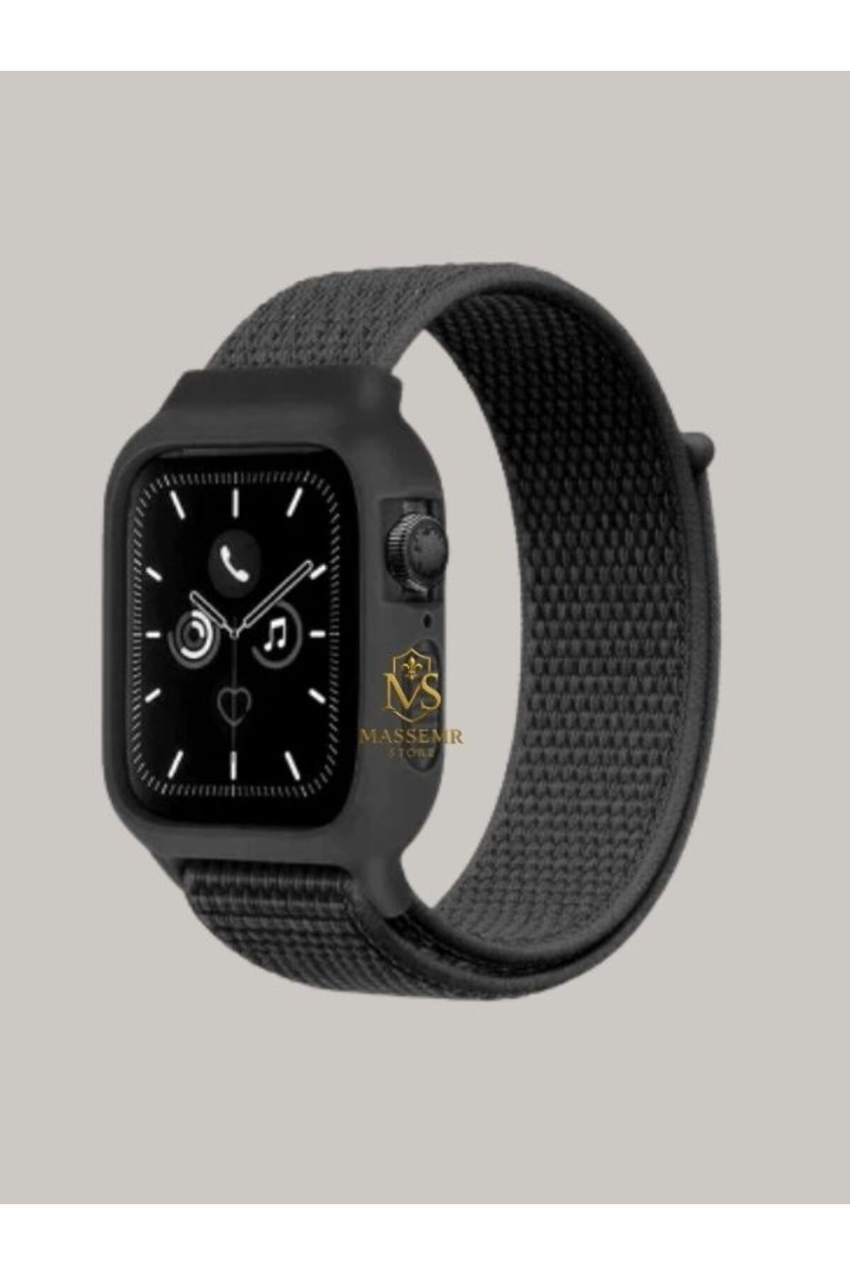 Massemr Apple Watch 40mm Uyumlu Hasırlı Cırtcırtlı Manyetik Kasalı Akıllı Saat Kordonu