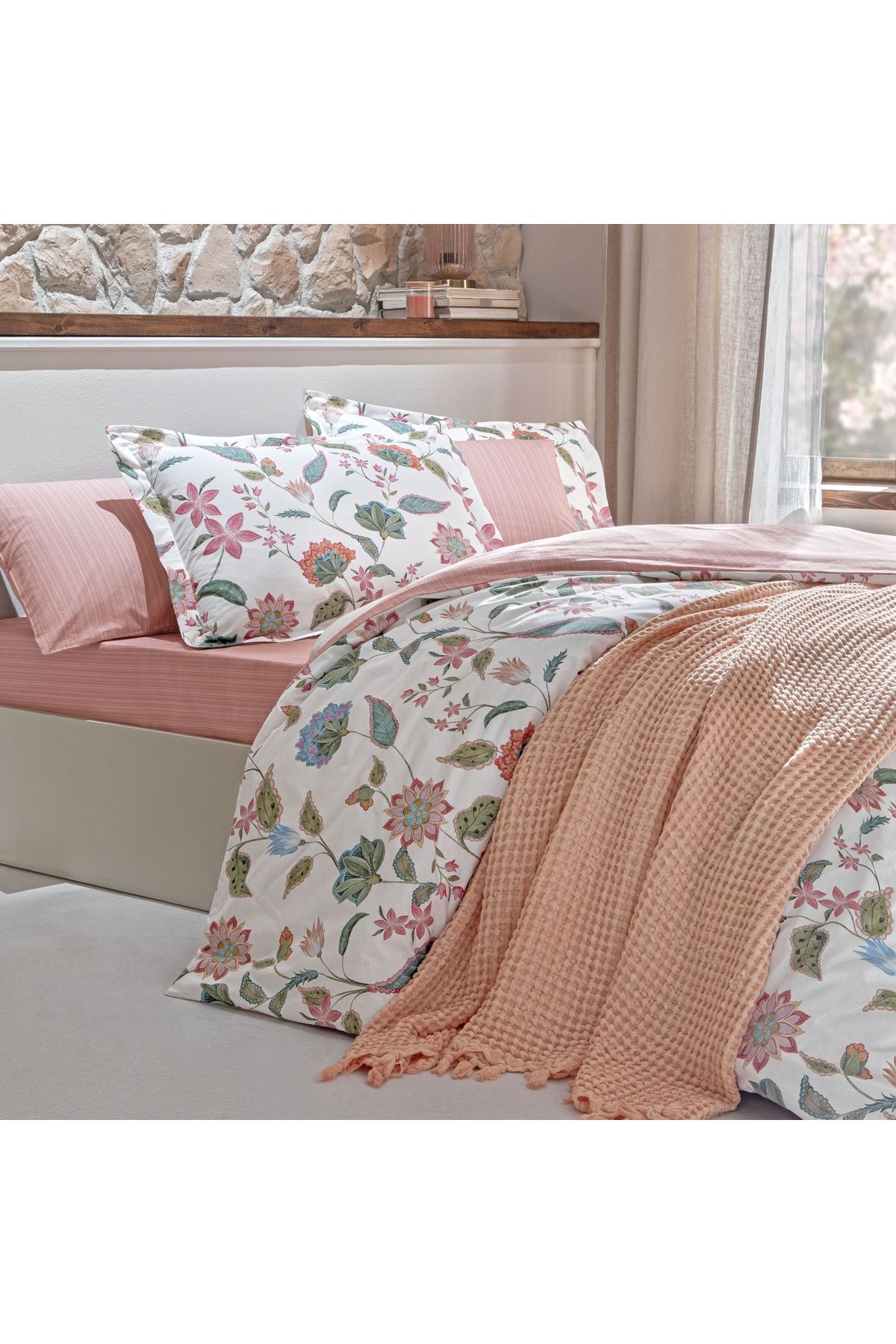Taç Taç Butik Soleıl Pamuk Tek Kişilik Nevresim Somon
