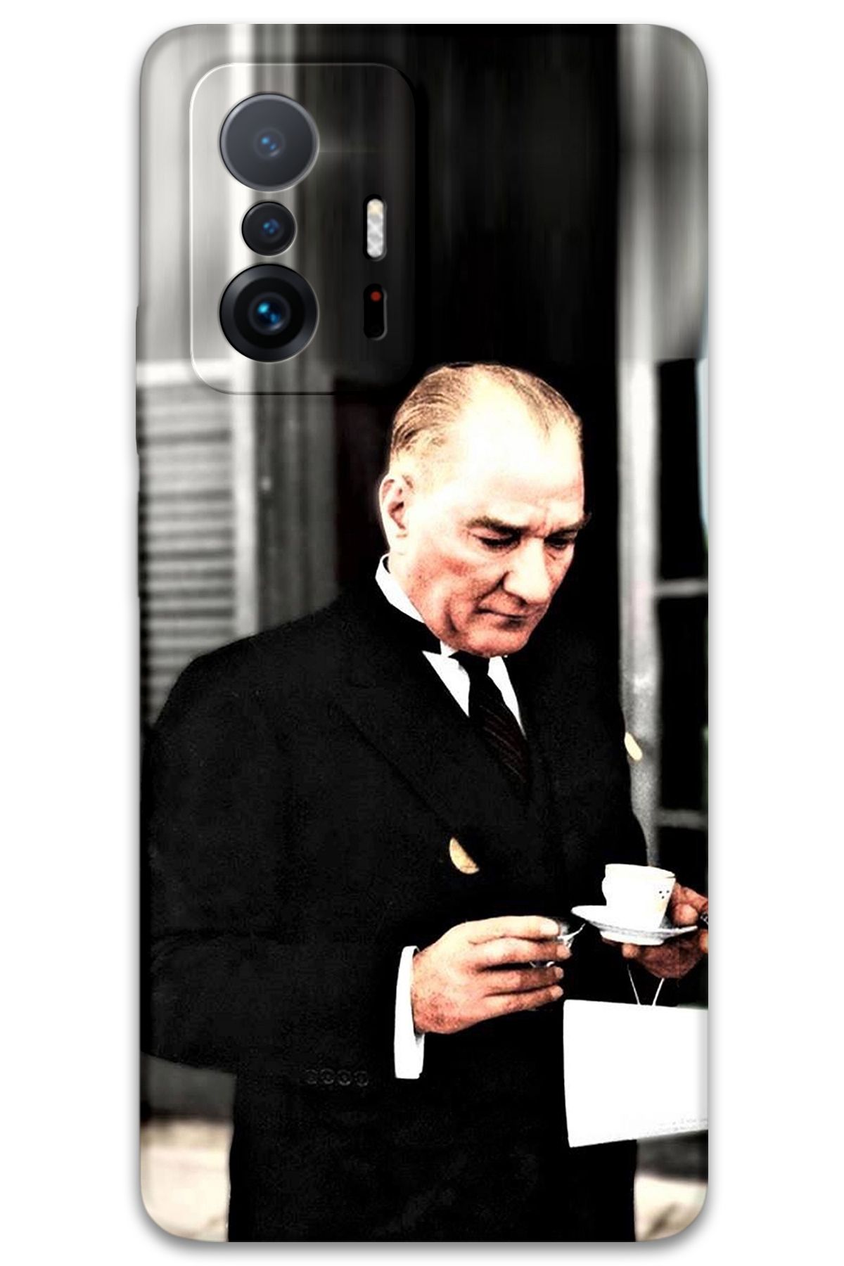 Gramaphone Xiaomi Mi 11T Uyumlu Atatürk Desenli Telefon Kılıfı + Ekran Koruyucu - 5850