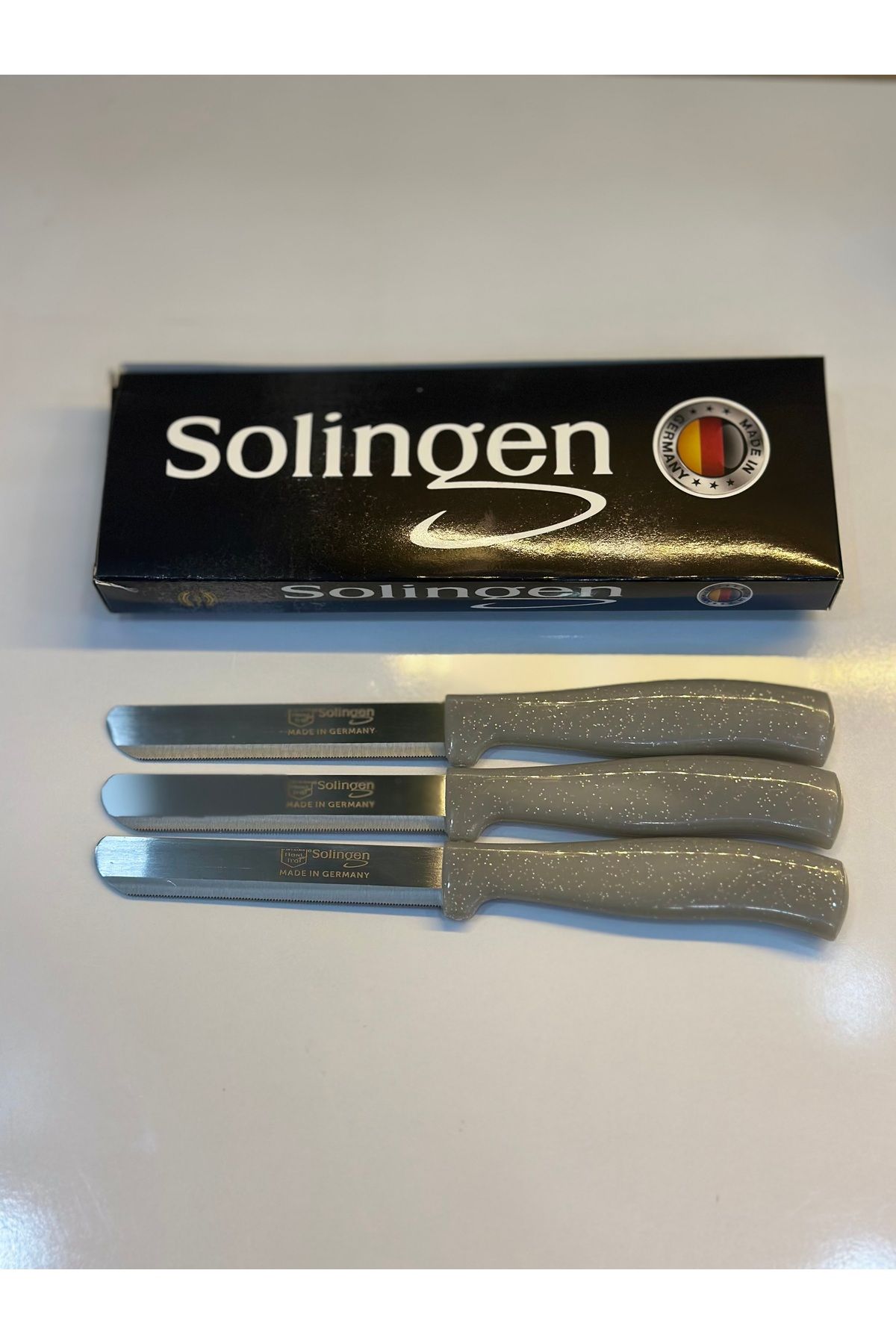 vanilinkitchen Solingen 3’lü Simli Gri Micro Et Sebze Doğrama Bıçağı Seti