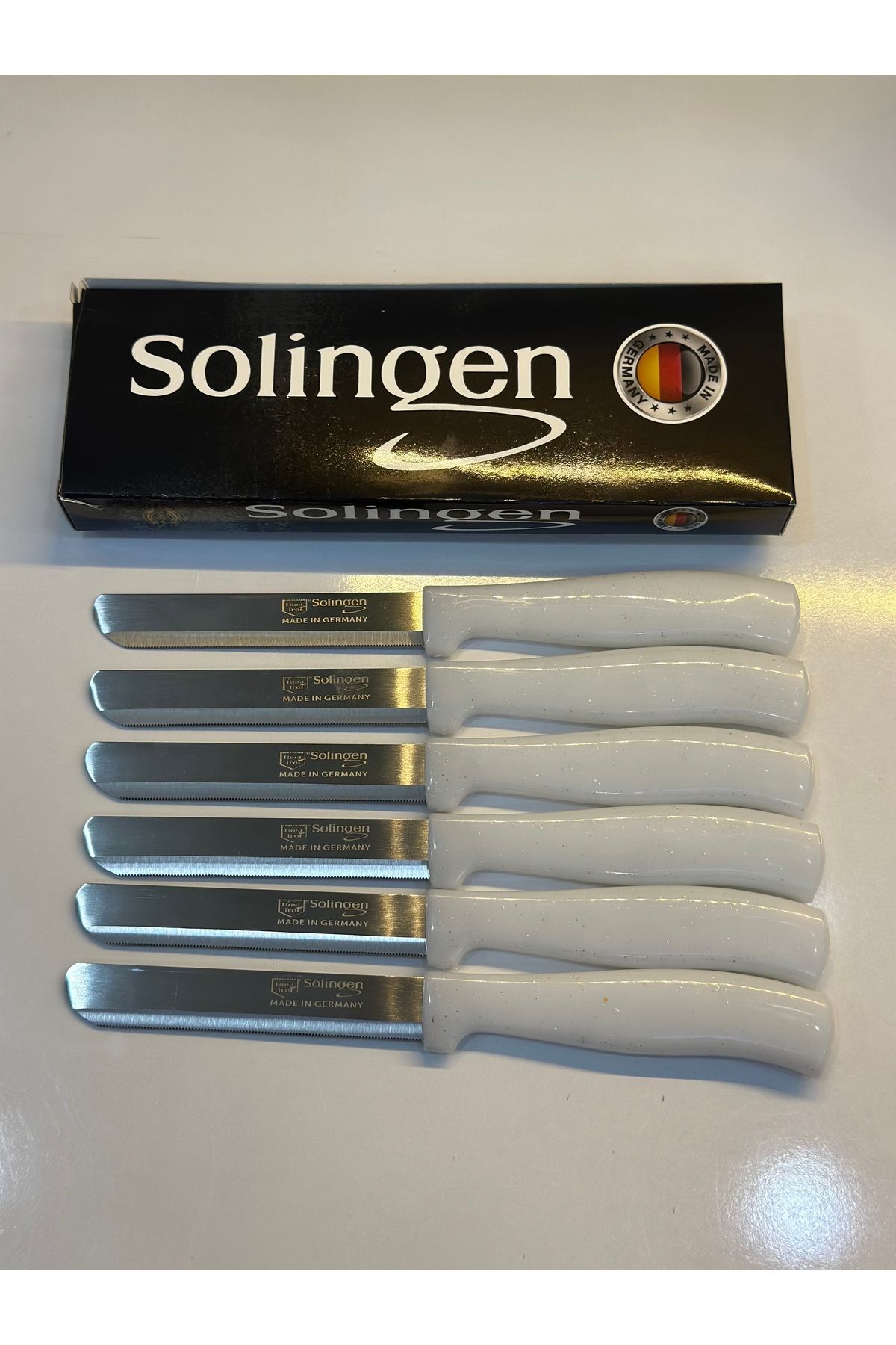 vanilinkitchen Solingen 6’lı Simli Beyaz Micro Et Sebze Doğrama Bıçağı Seti