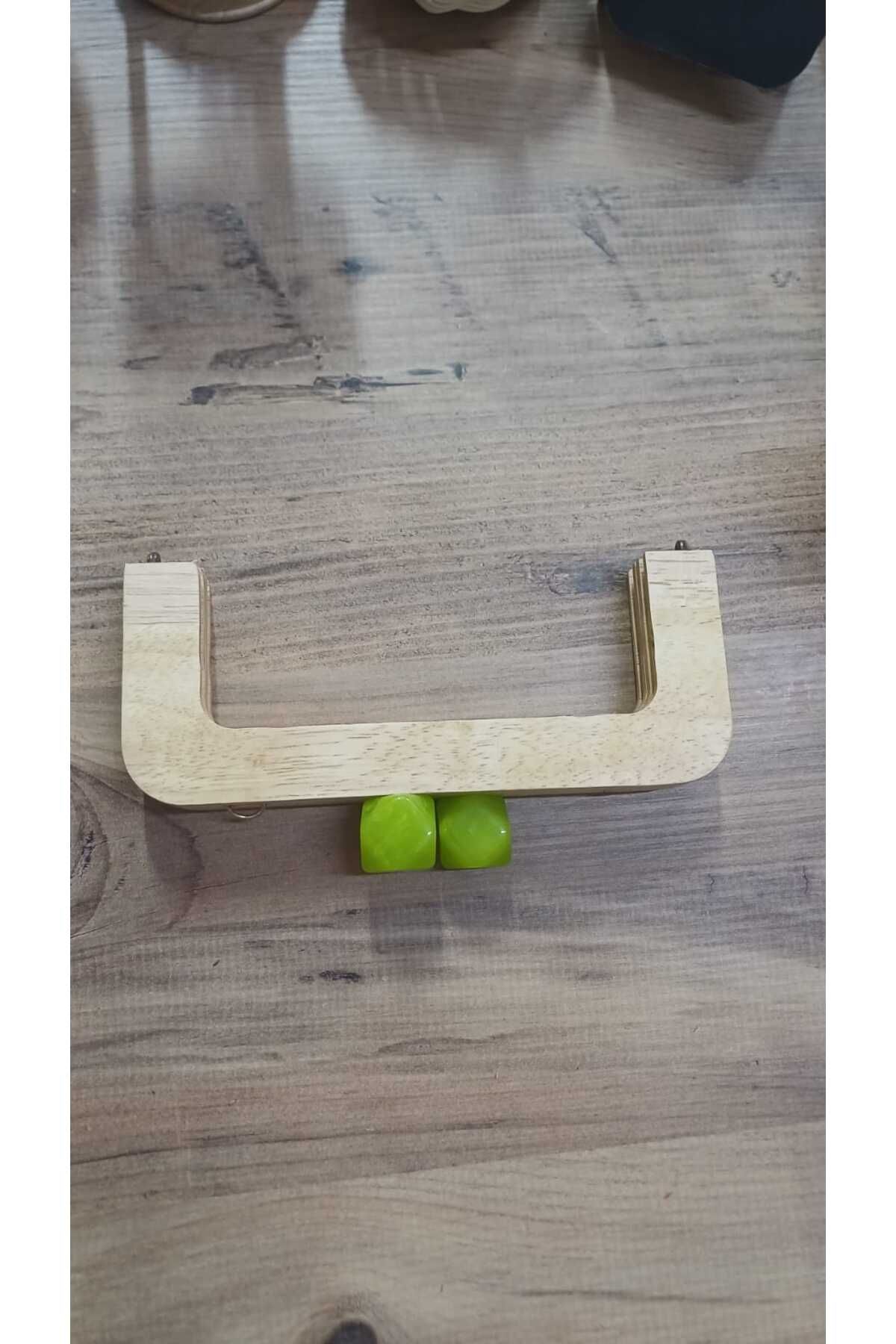 KAR KÜRESİ Çanta Aksesuar 20 Cm Açık Renk Oval Ahşap Burs Fıstık Yeşili Renk Toplu
