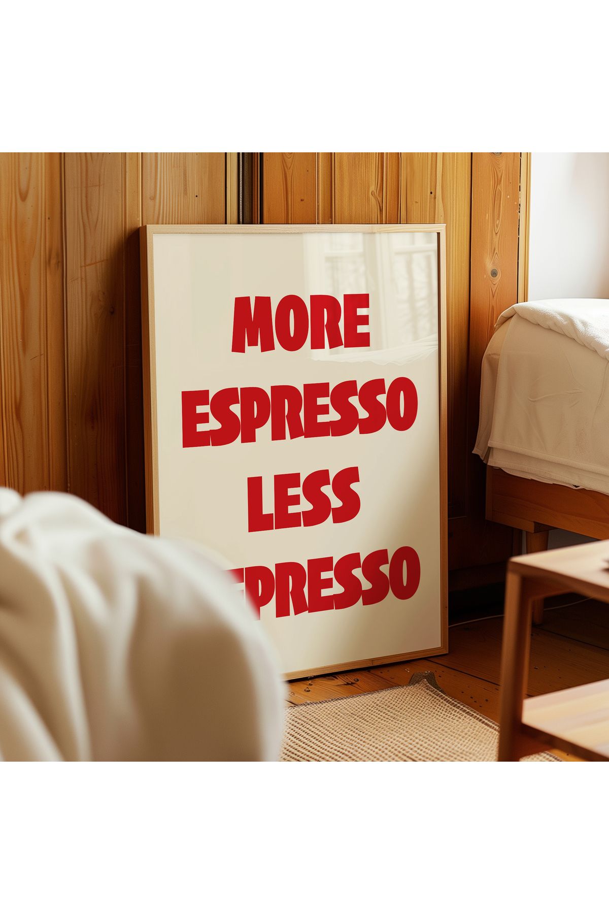 ARTHOUSECOLLECTIVE More Espresso Less Depresso – Kırmızı - Modern Tipografi Kahve Posteri - Çerçevesiz Poster