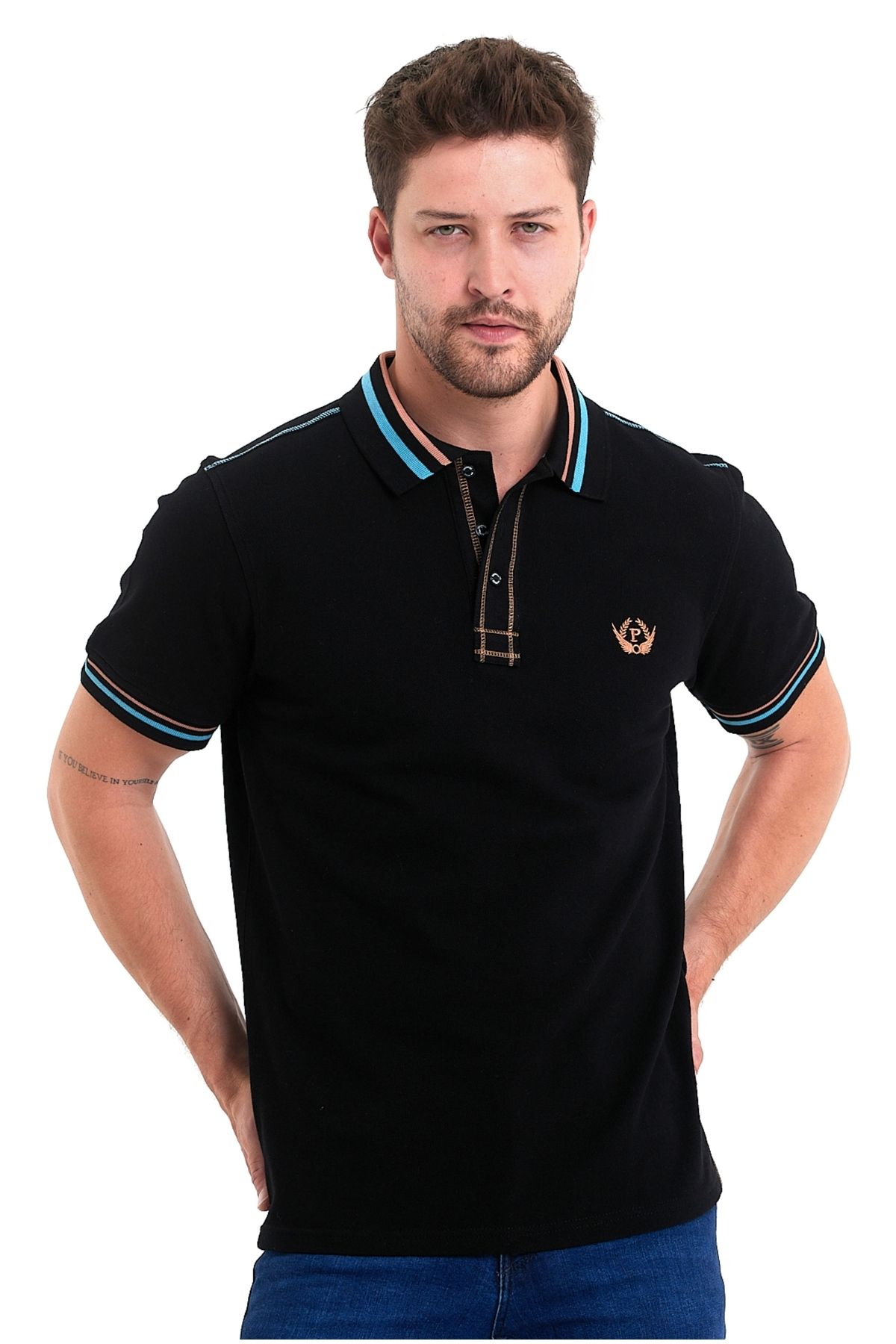 PAOROSS % 100 Giza Pamuk Premium Kalite Erkek Siyah Klasik Polo Yaka T-shirt Özel Şık Ve Rahat Tasarım