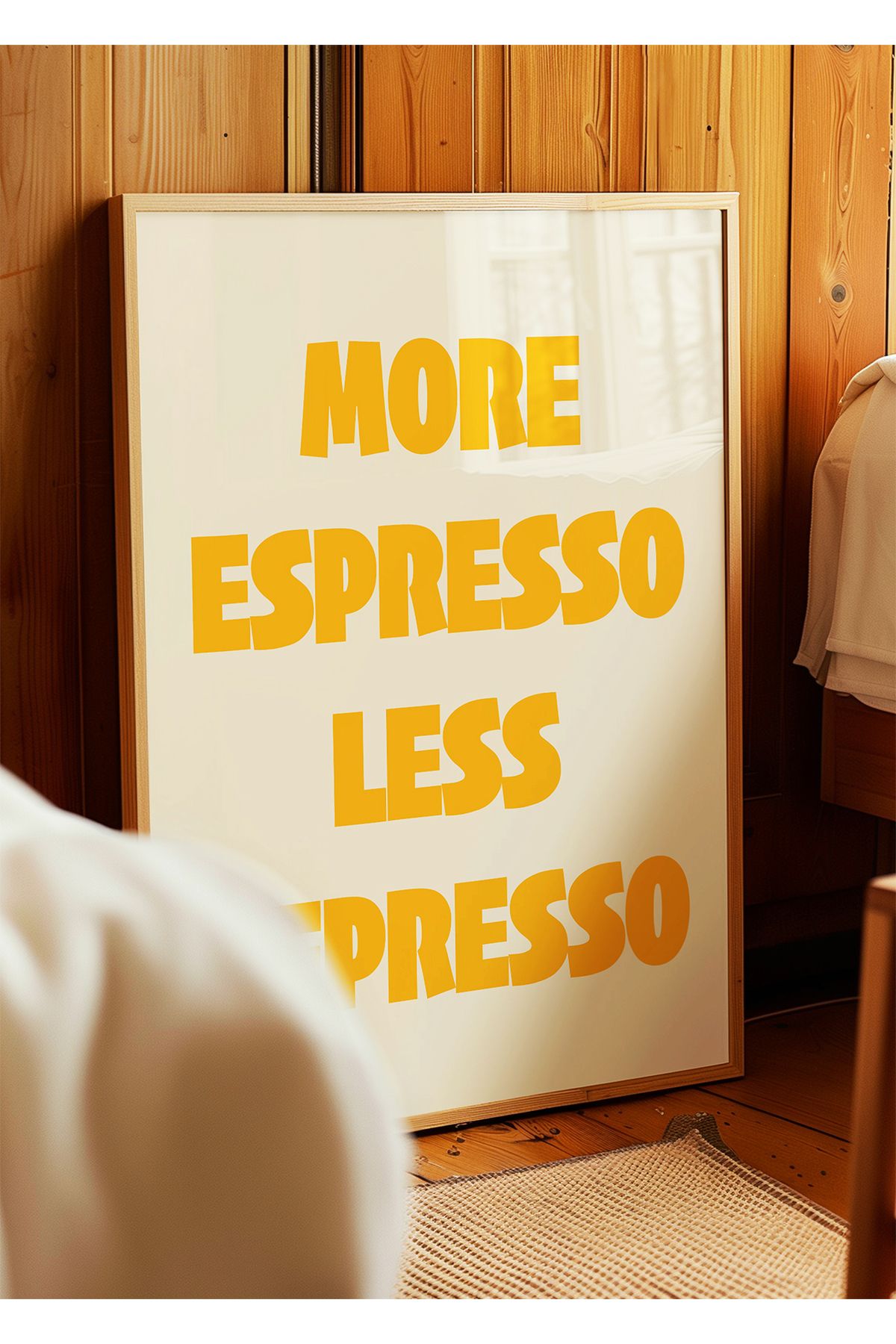 ARTHOUSECOLLECTIVE More Espresso Less Depresso – Sarı - Modern Tipografi Kahve Duvar Yazısı Poster - Çerçevesiz Poster