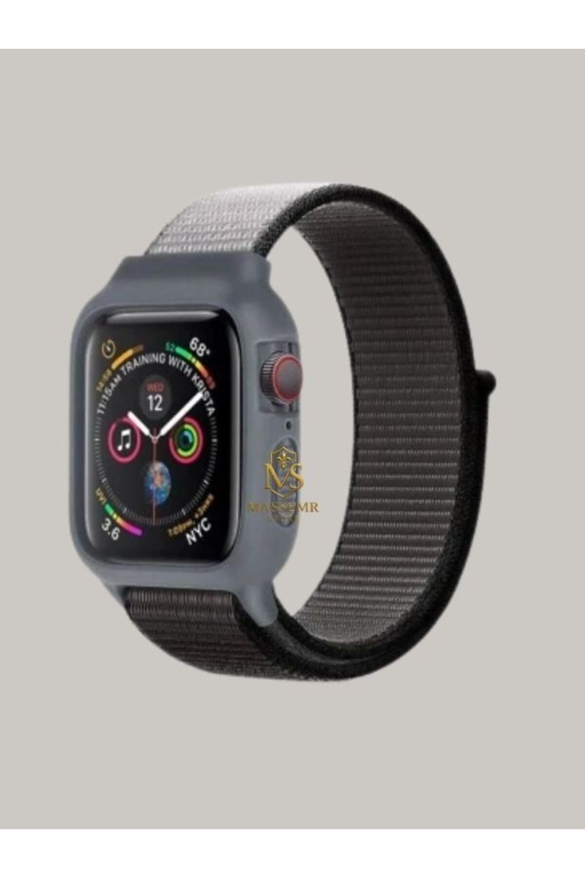 Massemr Apple Watch 40mm Uyumlu Hasırlı Cırtcırtlı Manyetik Kasalı Akıllı Saat Kordonu