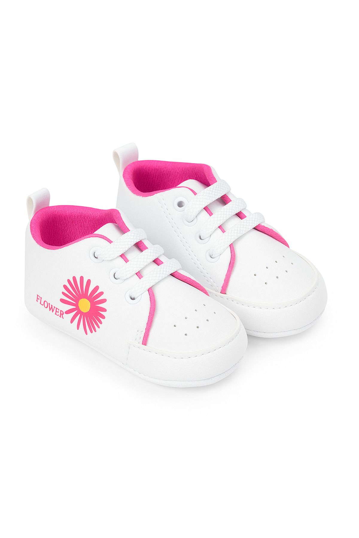 mia mia Flowers Yazılı Beyaz Bebek Patiği 18-19 numara
