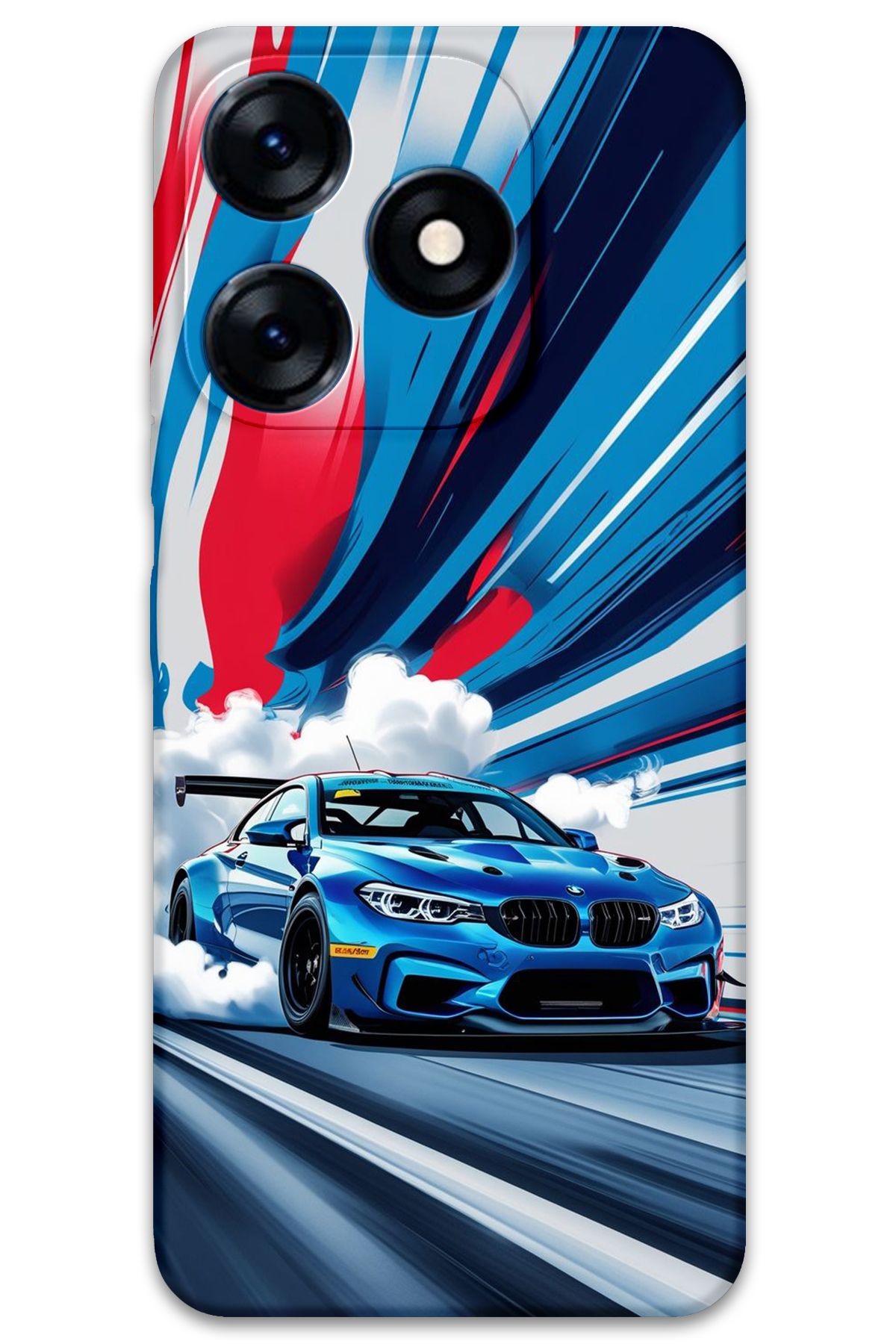 Gramaphone Tecno Spark 10 Uyumlu Araba Desenli Telefon Kılıfı + Ekran Koruyucu - 5762