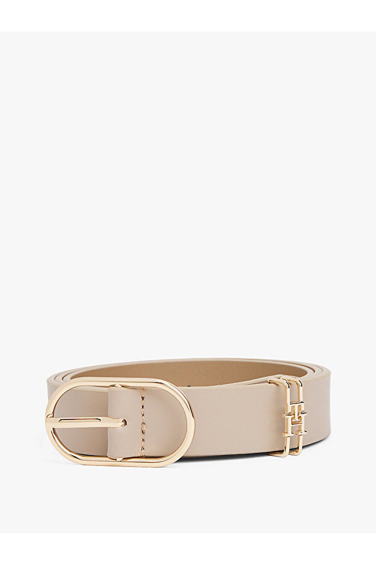 Tommy Hilfiger Leather TH Monogram Oval Buckle Belt