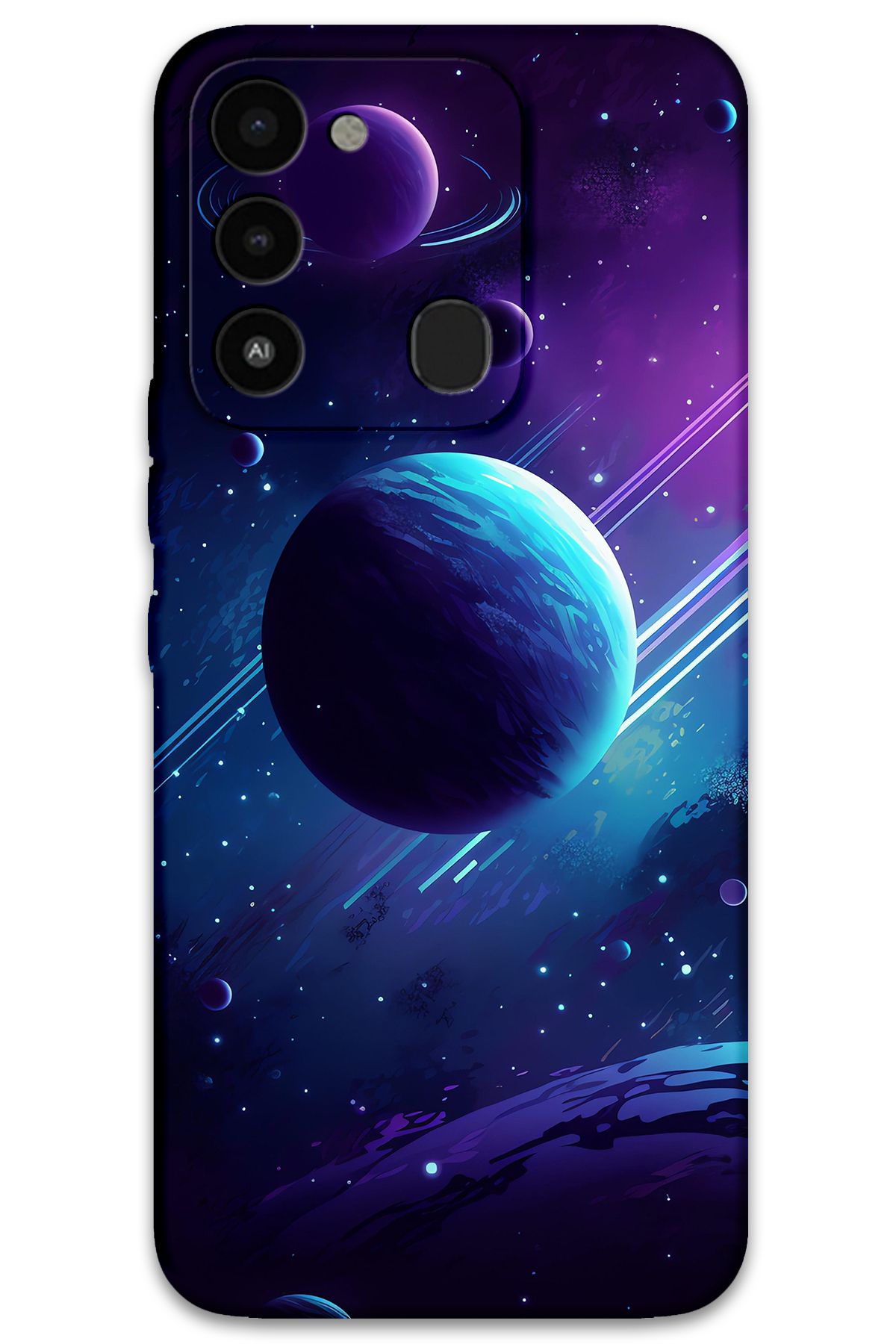 Gramaphone Tecno Spark 8c Uyumlu Uzay Desenli Telefon Kılıfı + Ekran Koruyucu - 5866