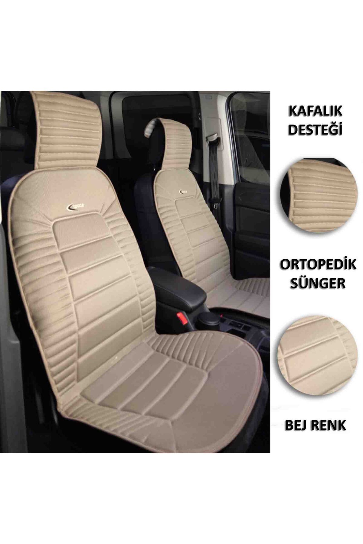 Aksefuar Lazer Rover 200 ile Uyumlu Lüks Oto Koltuk Minderi Ortopedik 2’li Set (BEJ)