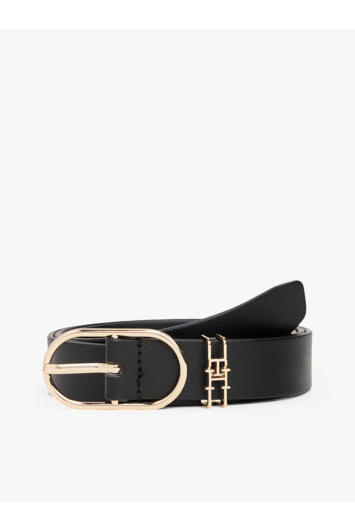 Tommy Hilfiger Leather TH Monogram Oval Buckle Belt