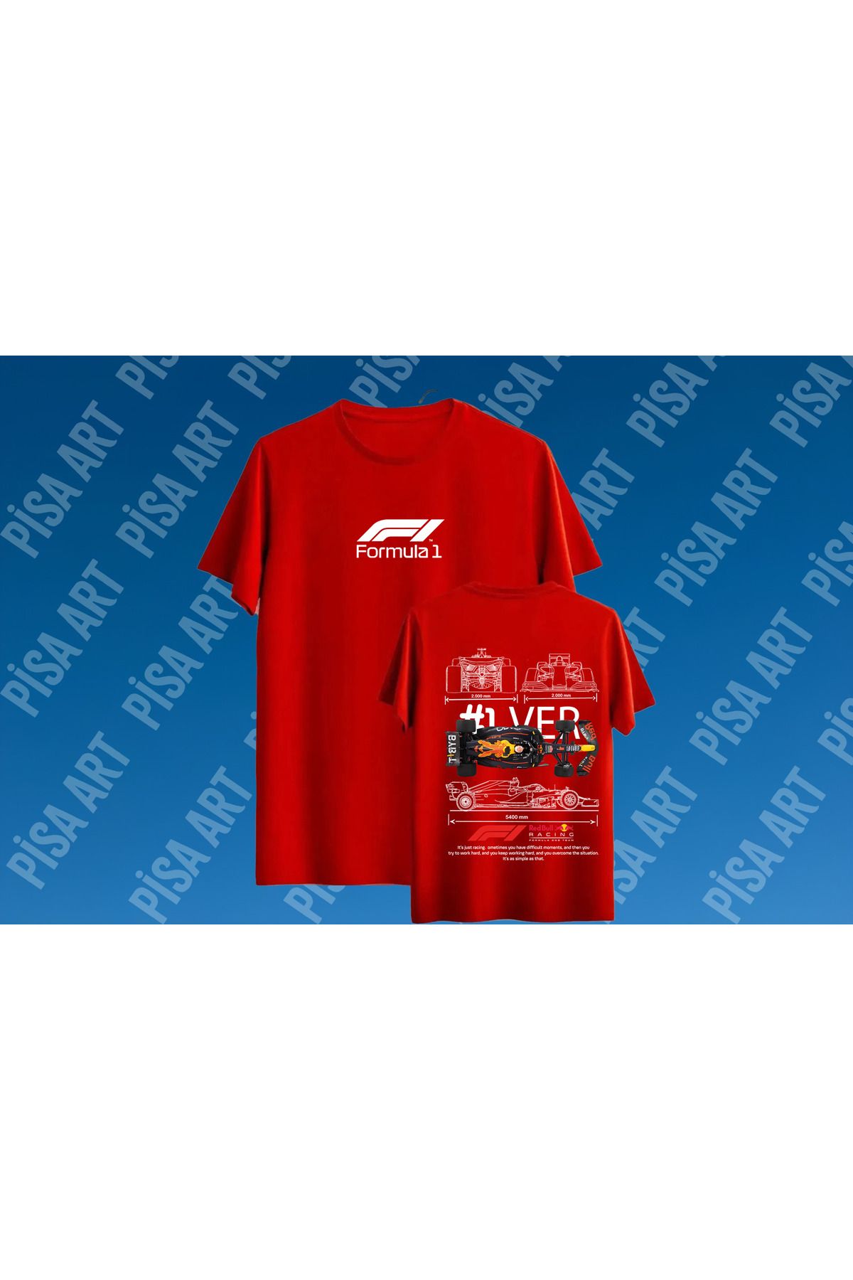 Pisa Art FORMULA ONE X MAX VER 1 ÖN ARKA ÖZEL TASARIM UNISEX T-SHIRT