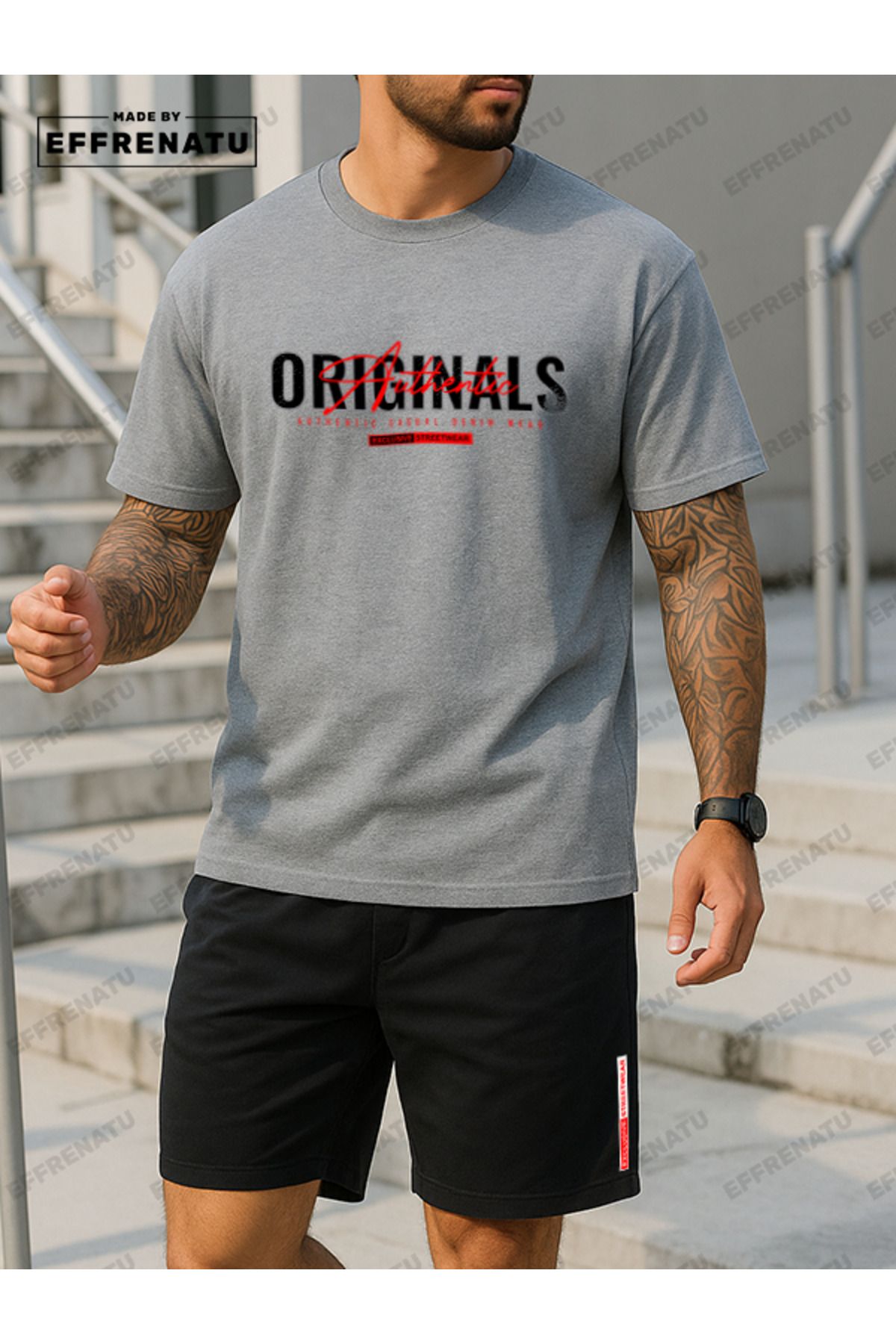 EFFRENATU hıla moda Şort T-shirt Takım ORIGINALS BASKILI Harika renklerde