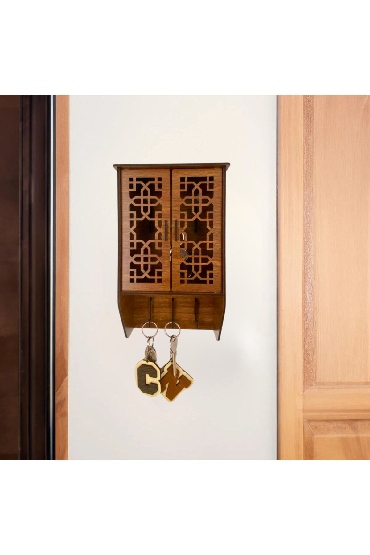 WoodenZoo Ahşap Kutu Anahtar Askılığı, Kapı Önü Anahtar Askısı, Duvara Monte, Dekoratif Anahtar Askılığı
