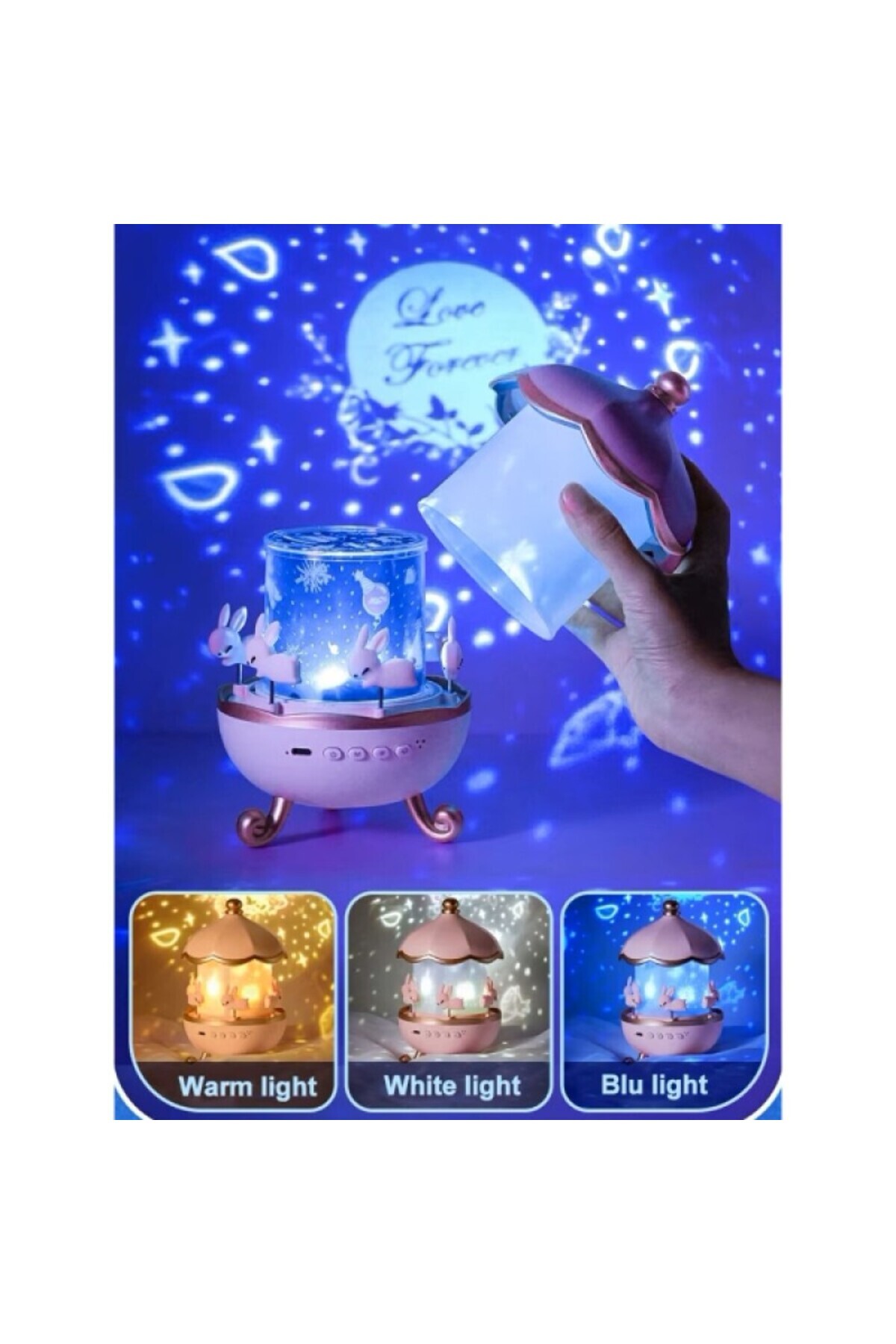 Genel Markalar TAVŞAN PROJEKSİYON LAMBA 12 FİLM USB BT HOPARLÖR YILDIZ GEVE LAMBASI BLUETOOTHLU ATLI KARINCA fotoğrafı 7 (önizleme)