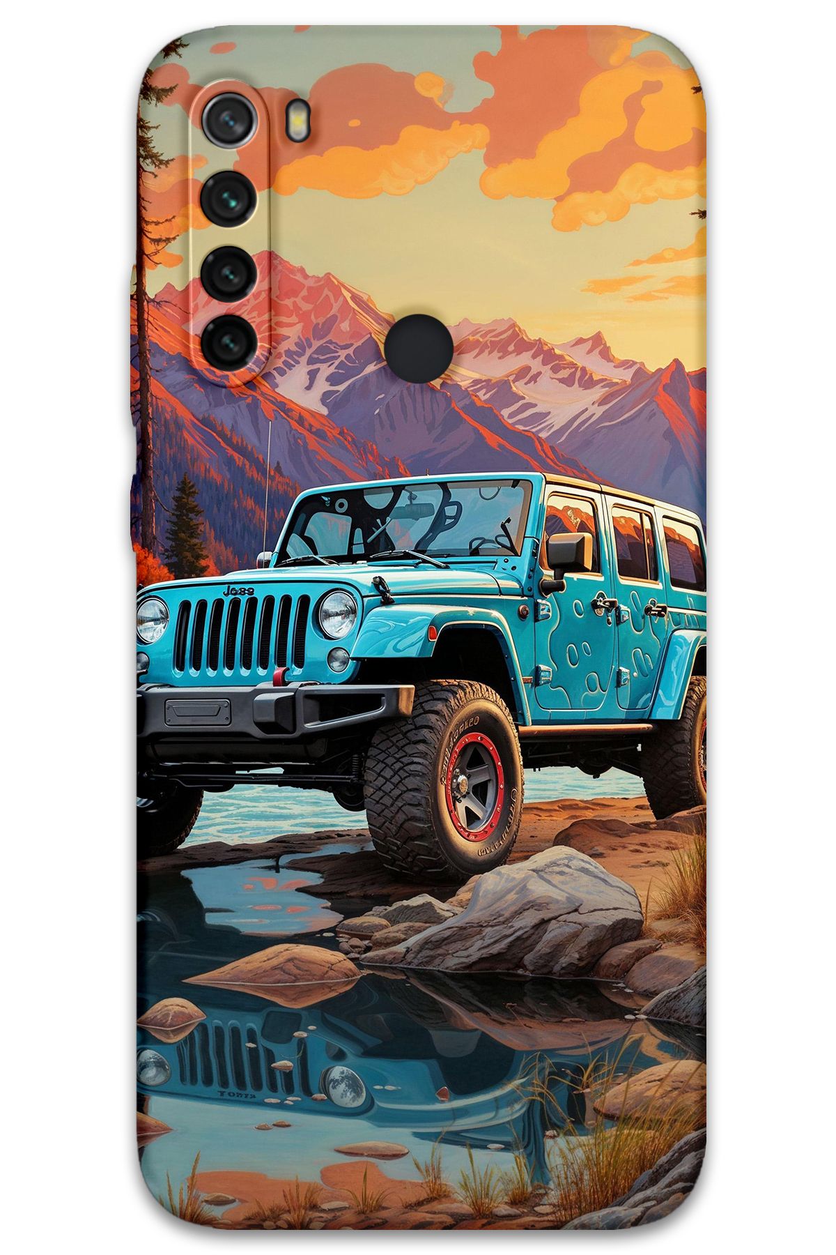 Gramaphone Xiaomi Redmi Note 8 Uyumlu Araba Desenli Telefon Kılıfı + Ekran Koruyucu - 5758
