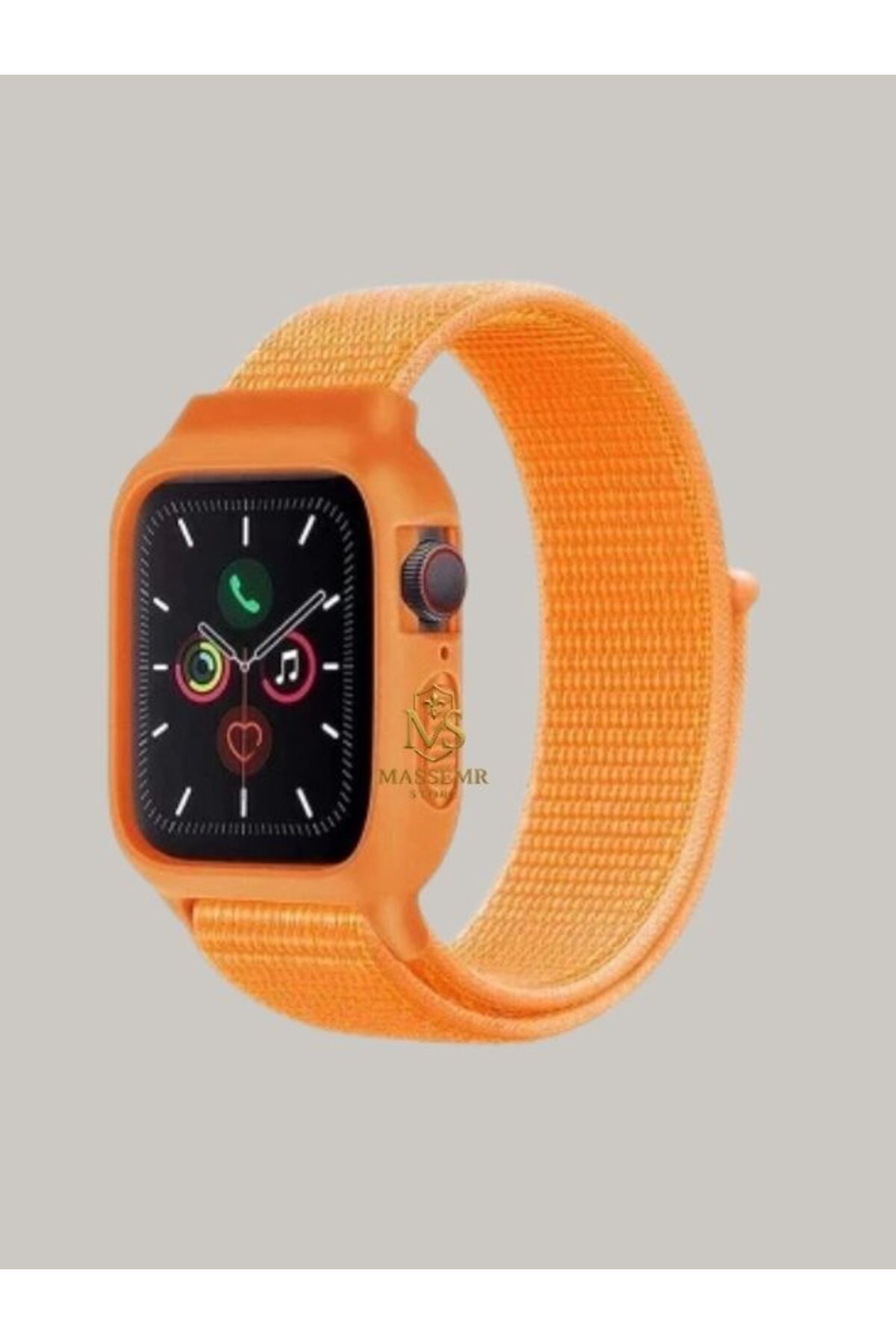 Massemr Apple Watch 44mm Uyumlu Hasırlı Cırtcırtlı Manyetik Kasalı Şık Akıllı Saat Kordonu