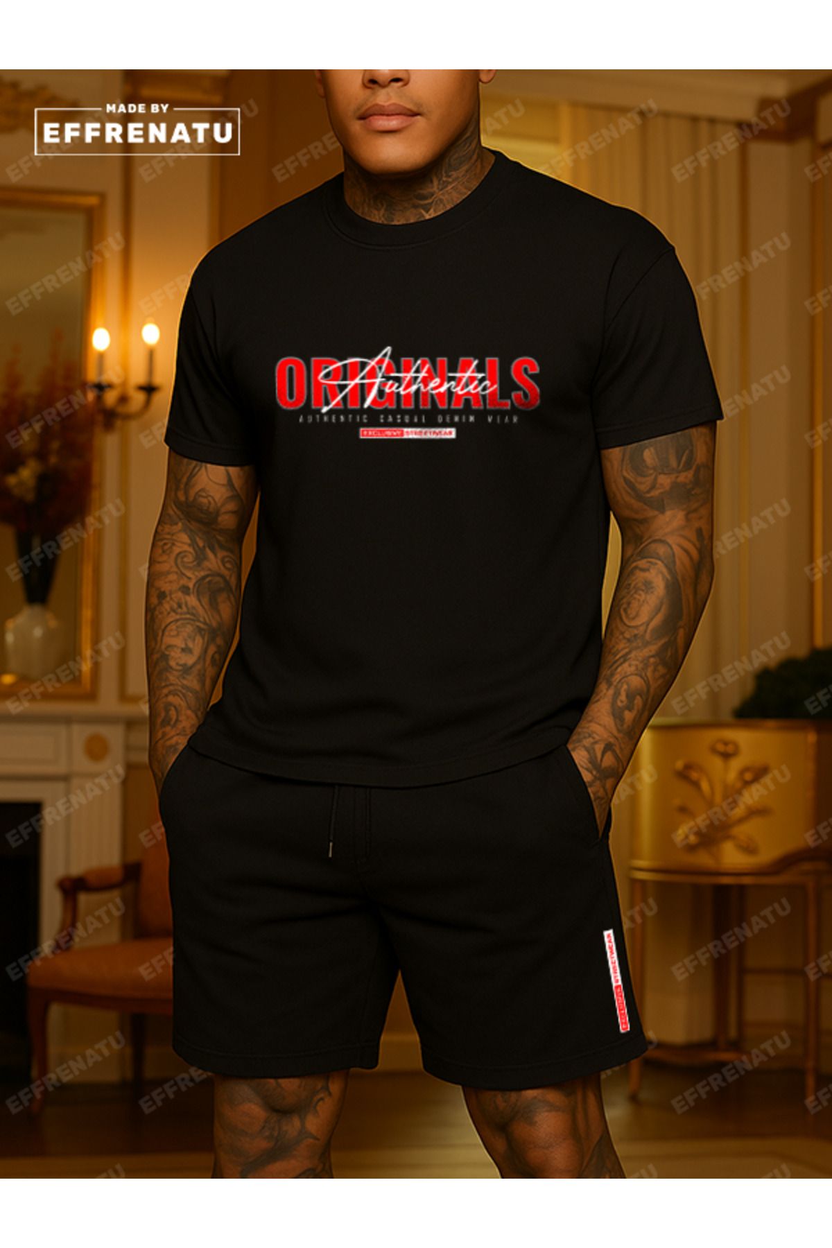 EFFRENATU hıla moda Şort T-shirt Takım ORIGINALS BASKILI Harika renklerde