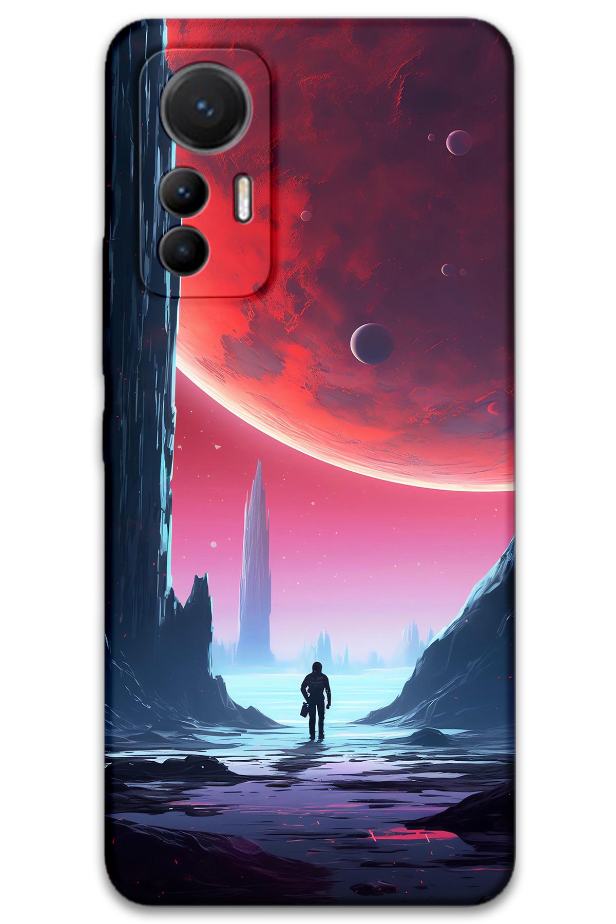 Gramaphone Xiaomi Mi 12 Lite Uyumlu Uzay Desenli Telefon Kılıfı + Ekran Koruyucu - 5860