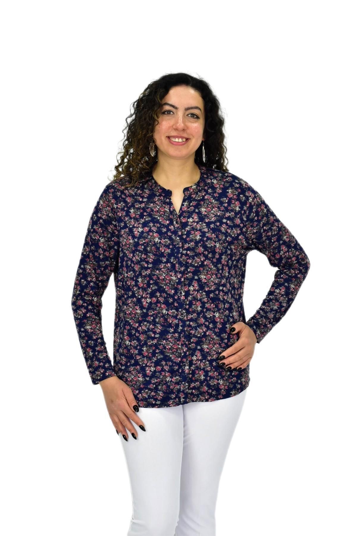 wearon tekstil Kadın Uzun Kol Düğmeli Bluz BGL-ST04684