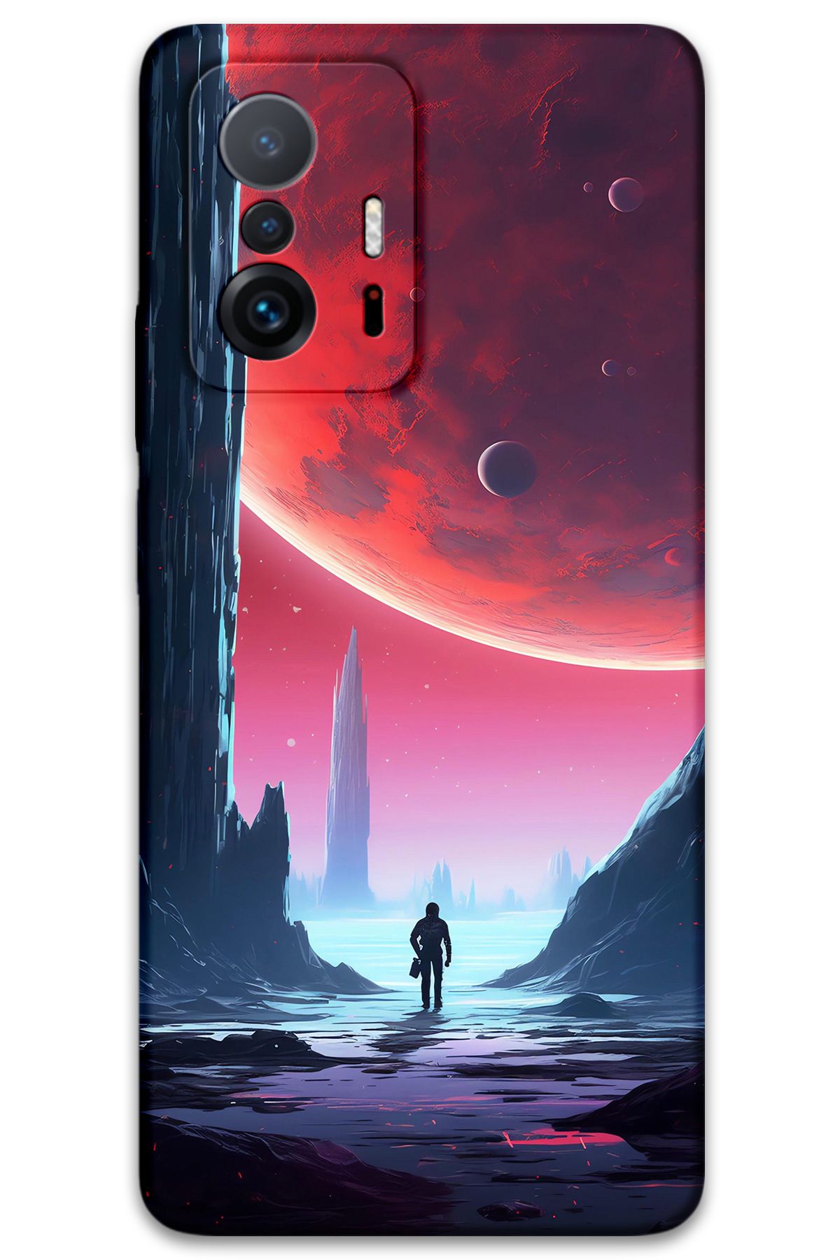 Gramaphone Xiaomi Mi 11T Pro Uyumlu Uzay Desenli Telefon Kılıfı + Ekran Koruyucu - 5860