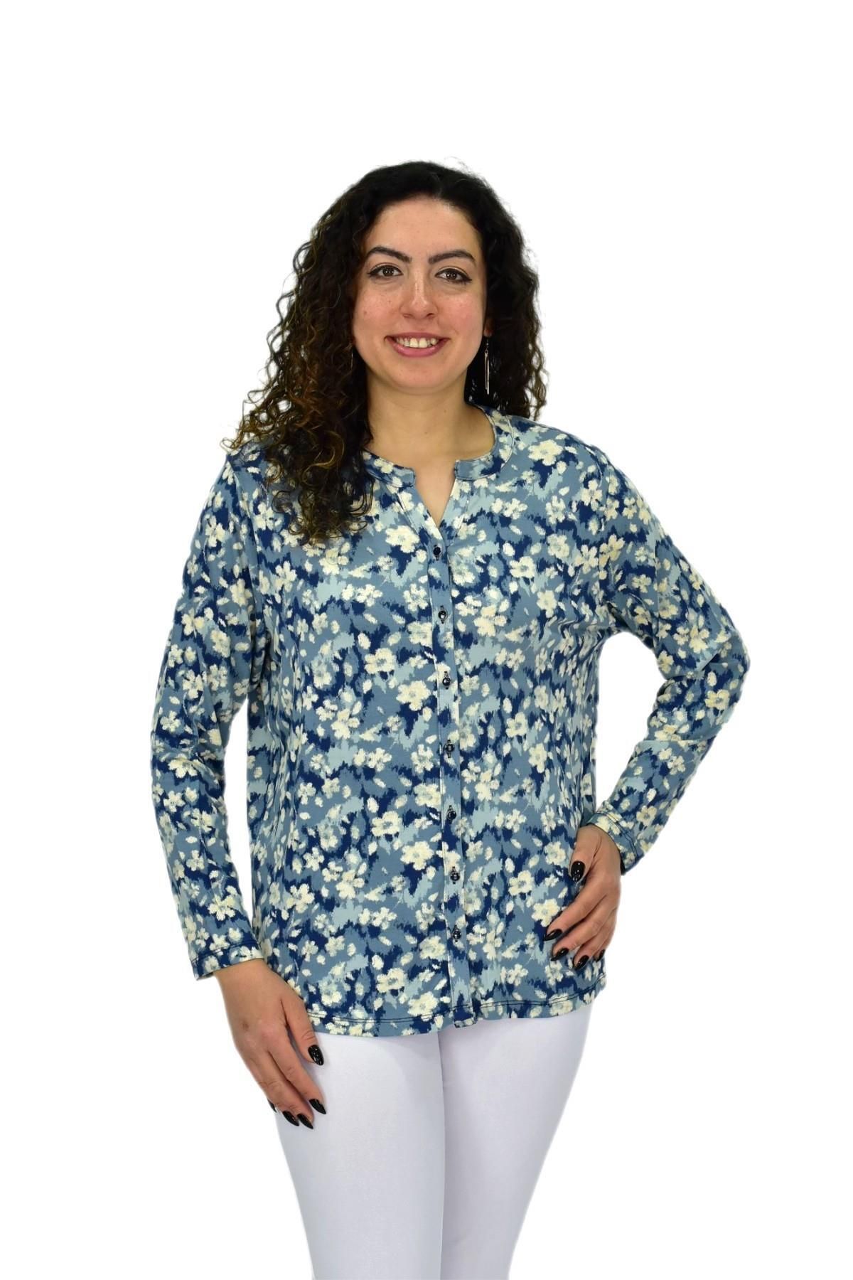 wearon tekstil Kadın Uzun Kol Düğmeli Bluz BGL-ST04686